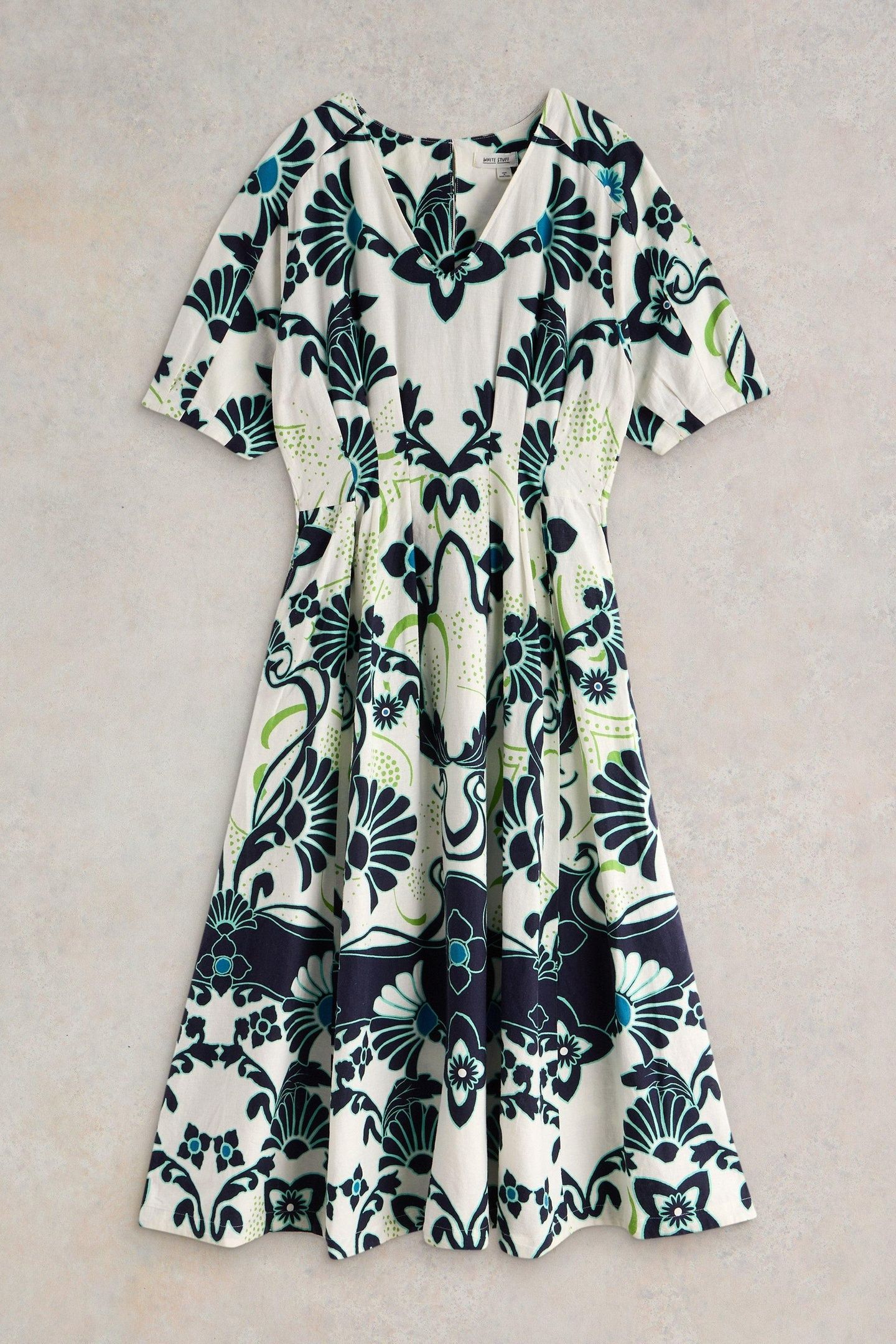 KATE LINEN BLEND DRESS IVORY PRINT 4