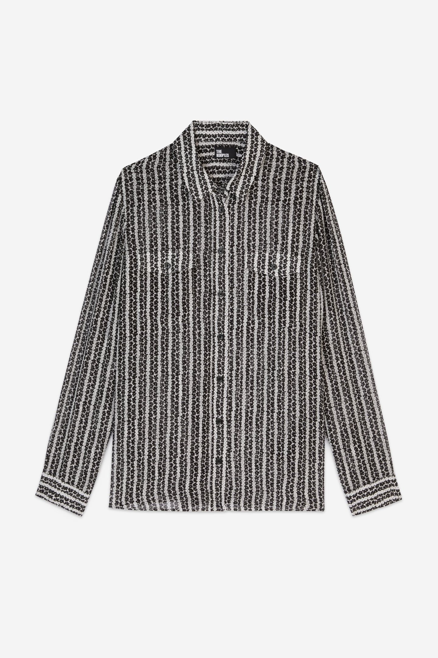 LONG-SLEEVED GEORGETTE SHIRT BLACK WHITE 5