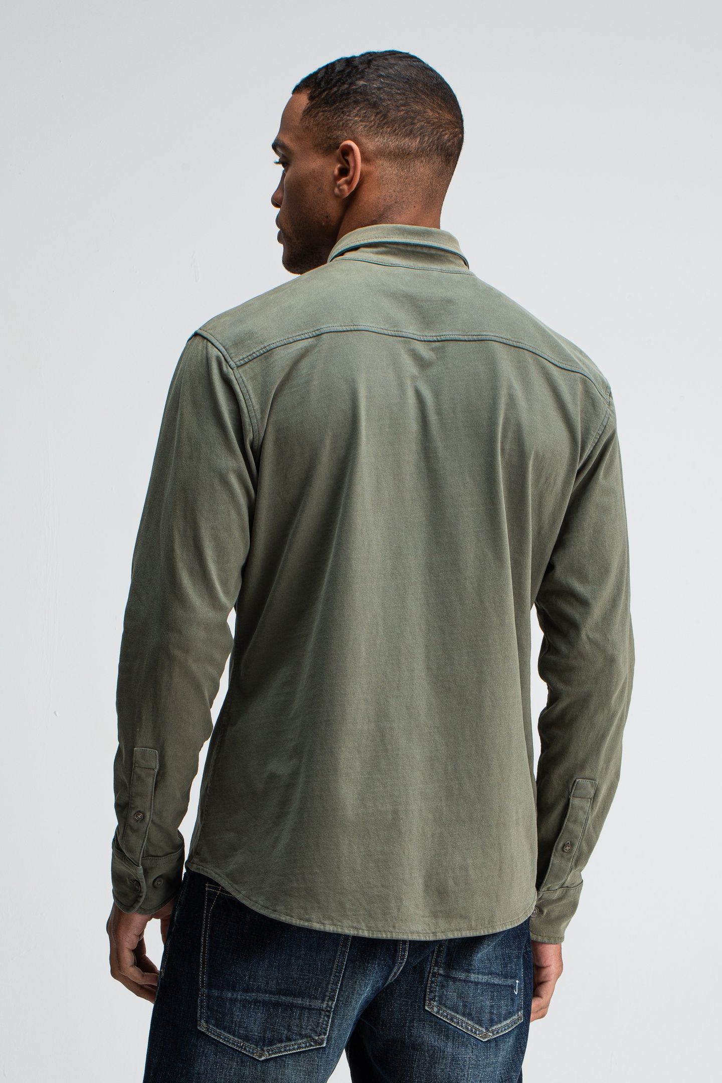 AIDAN PEACHED JERSEY SHIRT DK. GRANITE GREEN 2