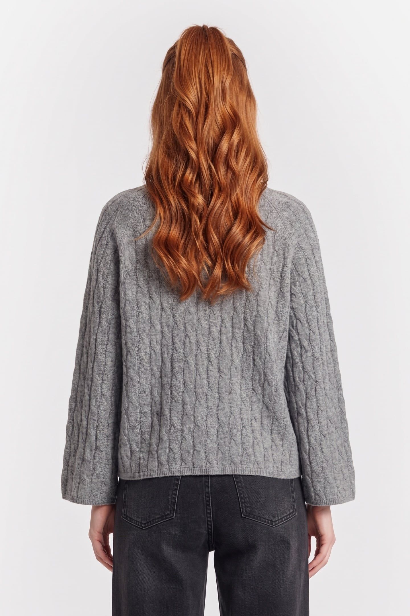CALLA CASHMERE CABLE SWEATER GREY 2