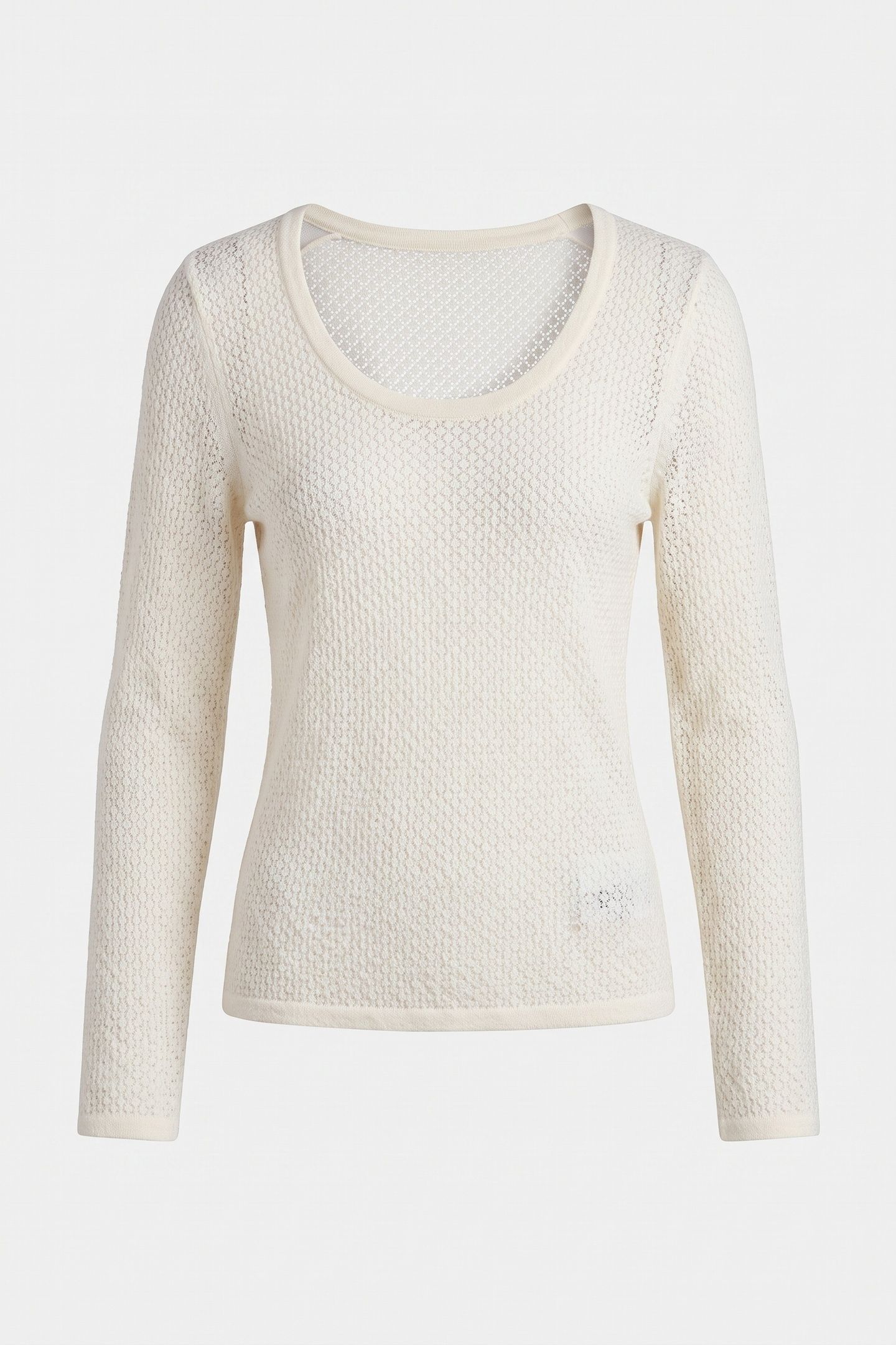 BOUCLE POINTELLE LONG SLEEVE TOP TOFU 3