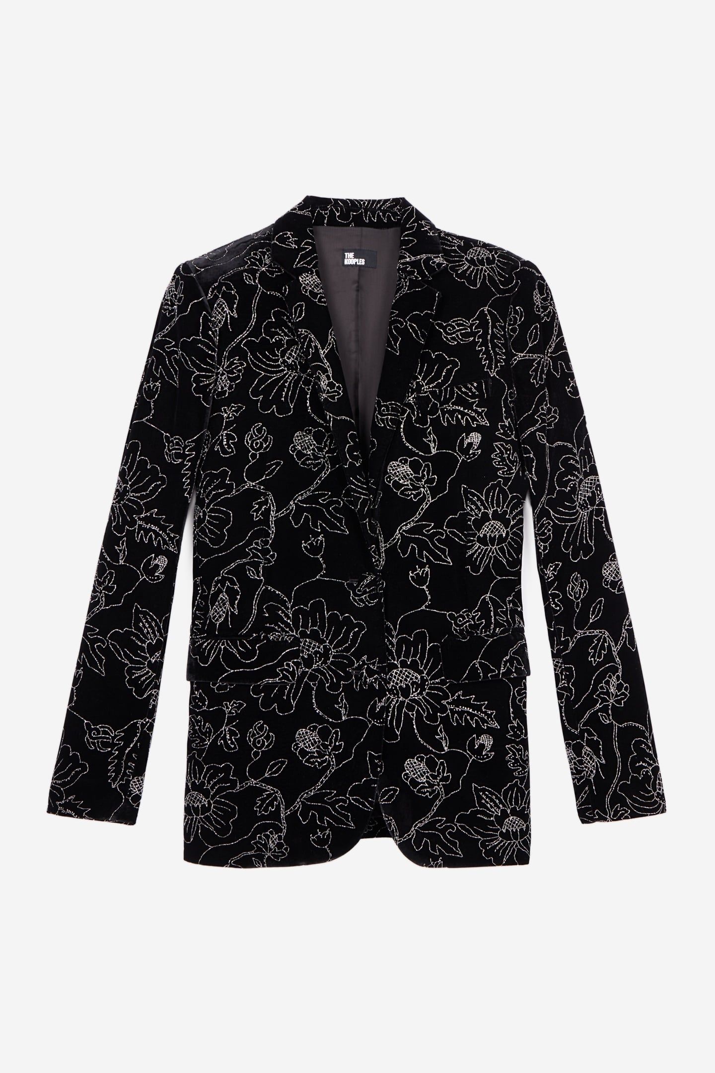CLASSIC COLLAR SUIT JACKET IN VELVET WITH GLITTERS BLACK 4