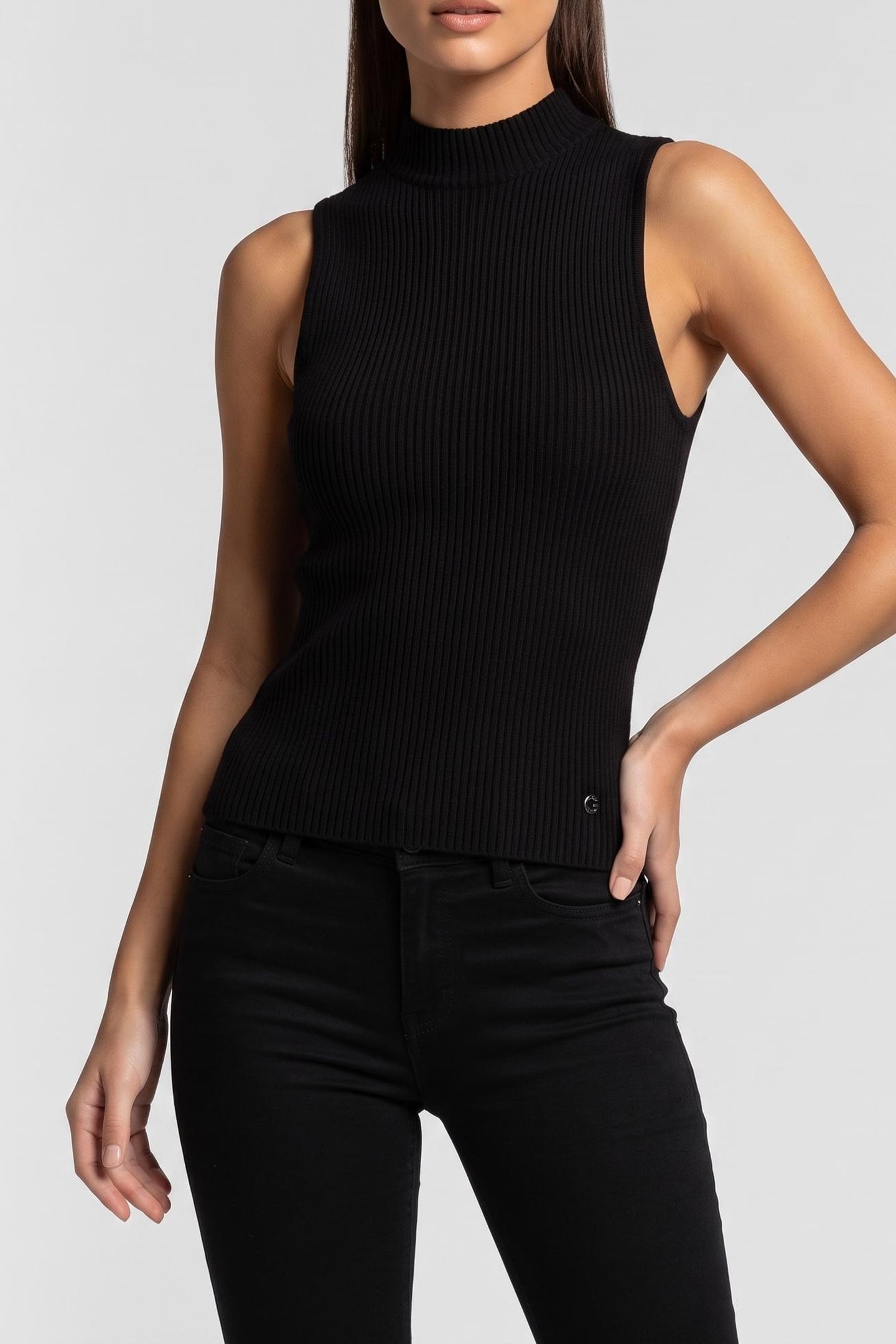 GUESS ECO ROSALIA MOCK NECK SL JET BLACK A996 1