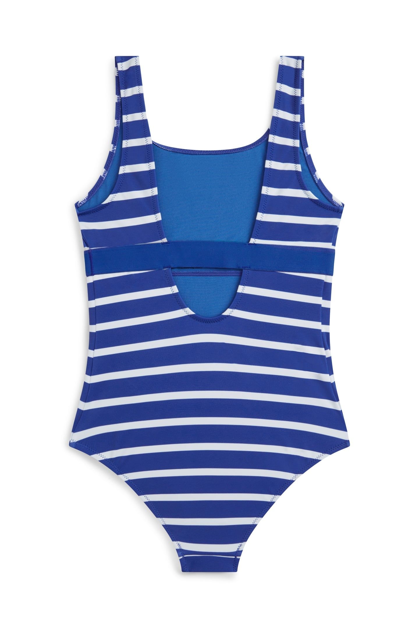 GIRLS SQUARE NECK ONE PIECE BLUE ORBIT BRETON STRIPE 2