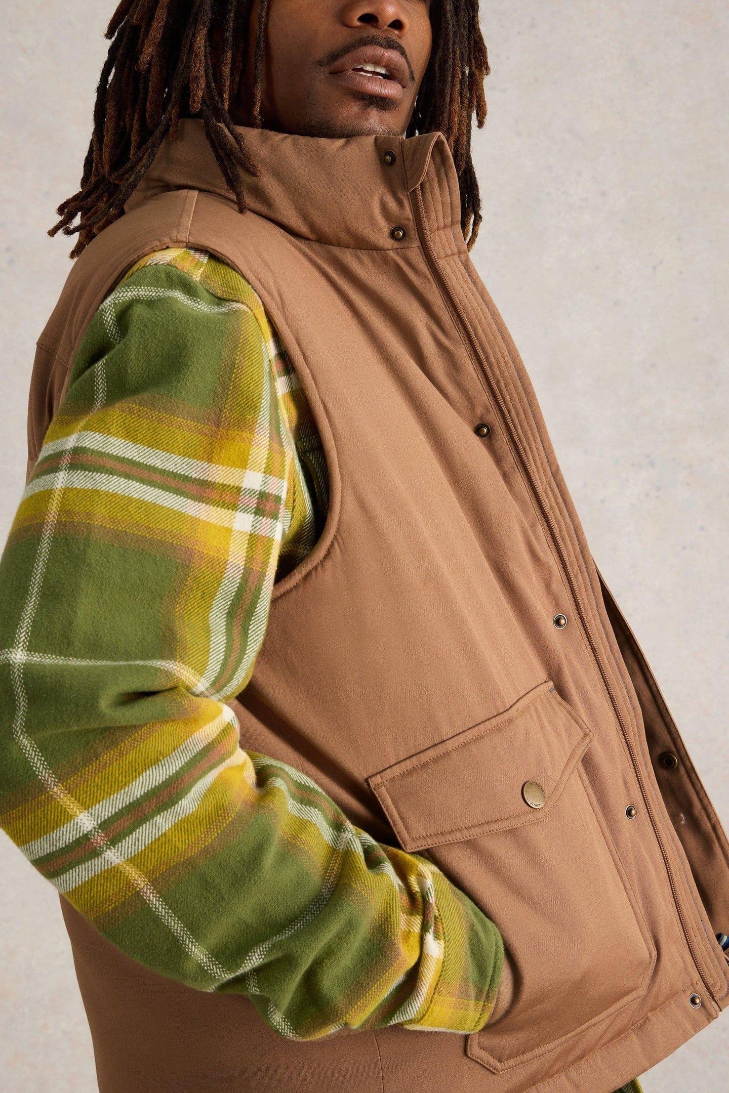 CANVAS GILET MID TAN 4