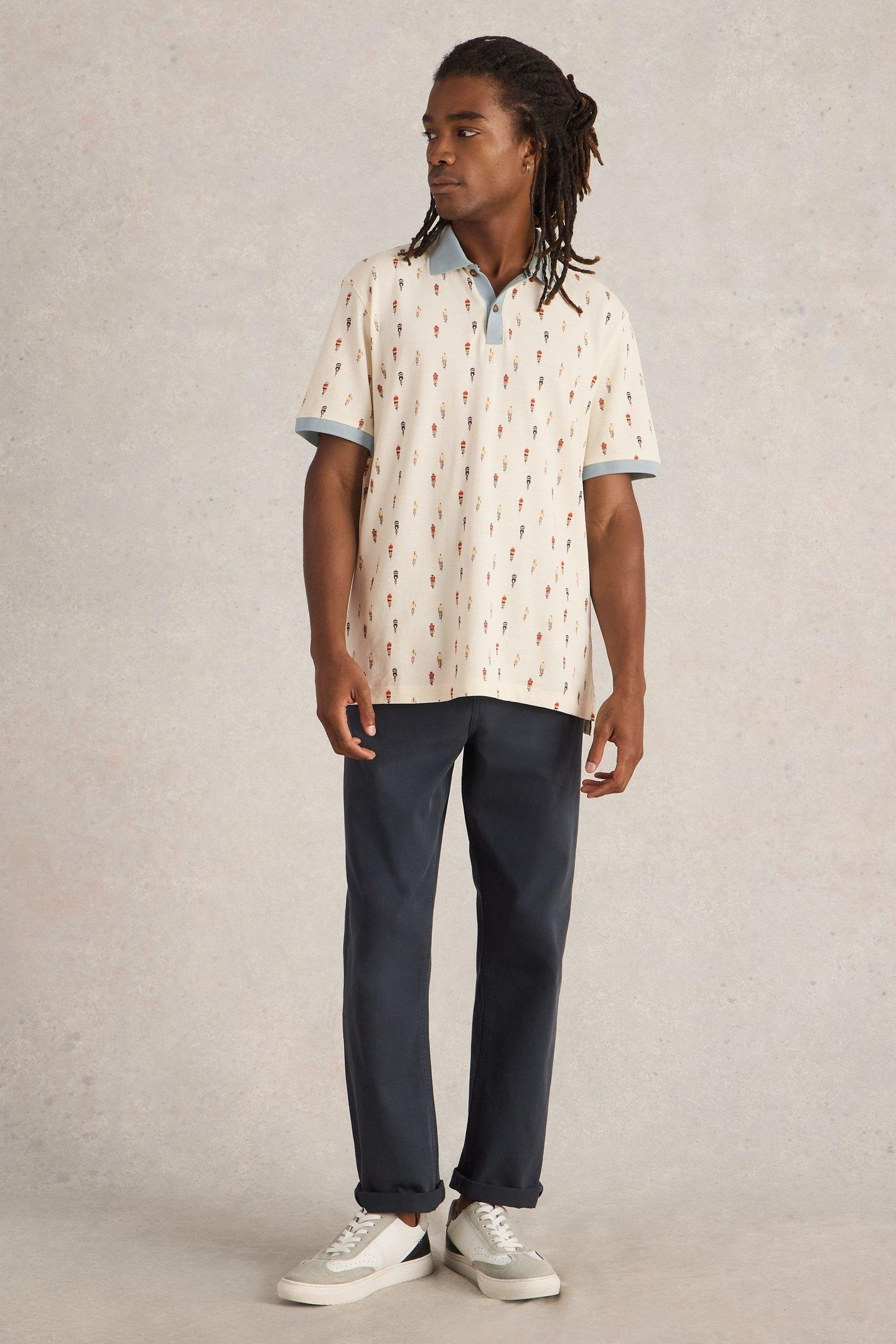 BIKE PRINTED POLO WHITE PRINT 1