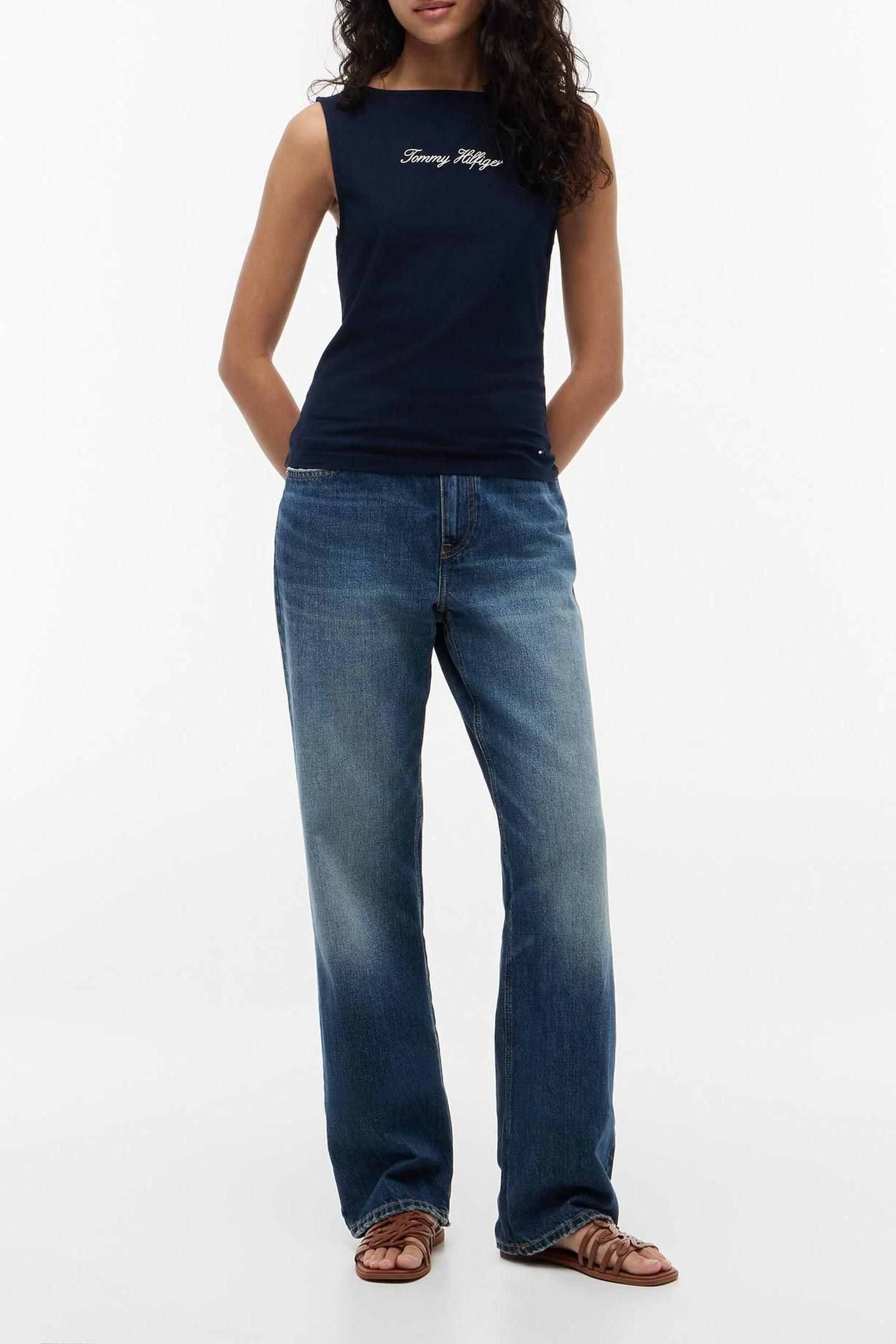 SLIM BOAT NECK TANK TOP DARK NIGHT NAVY 3