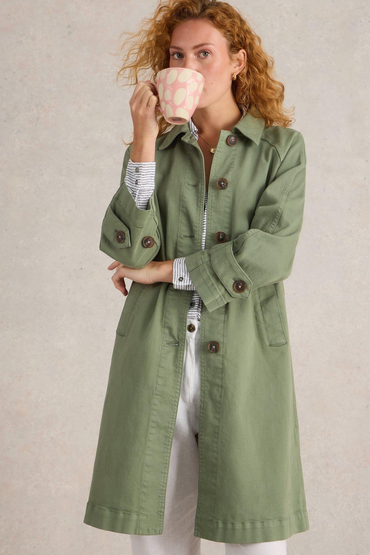 OAKLEIGH DENIM COAT MID GREEN 7