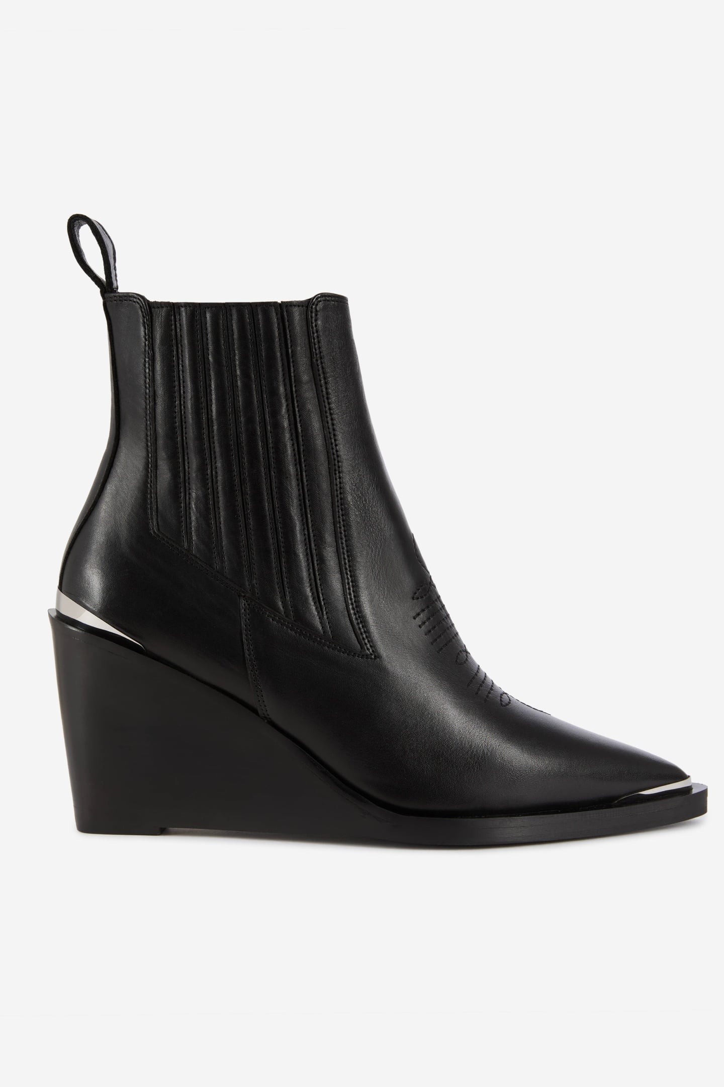 LEATHER ANKLE BOOTS WITH TOPSTITCHING BLACK 1
