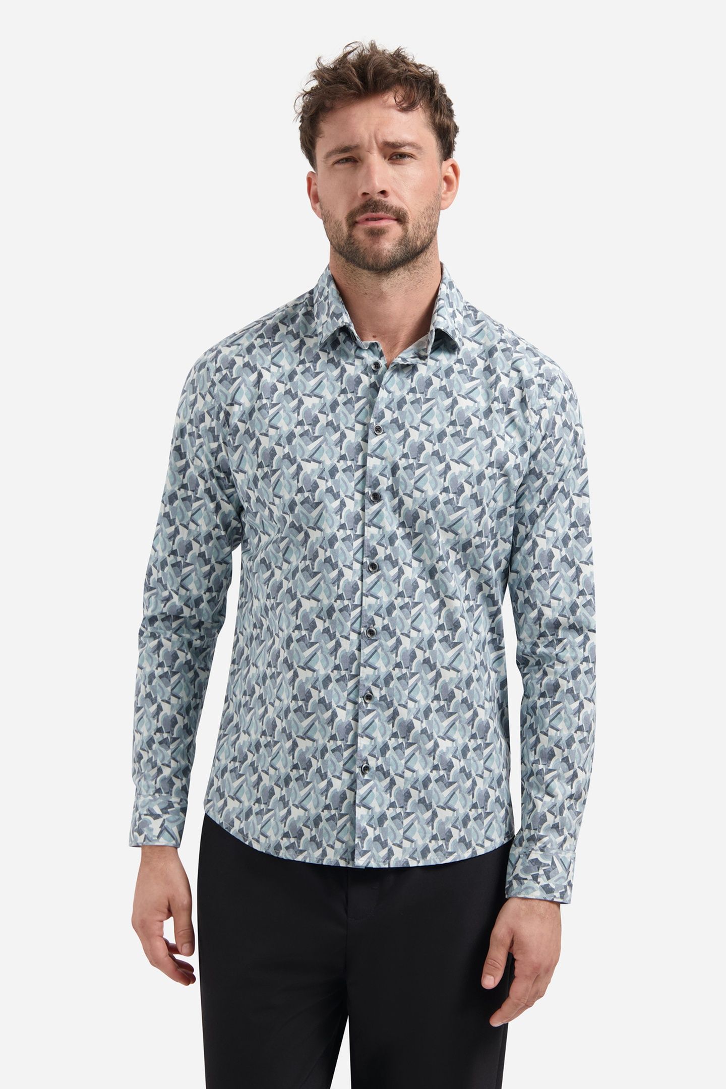 SHIRT STRETCH ALLOVER PRINTED DARK STEEL 1