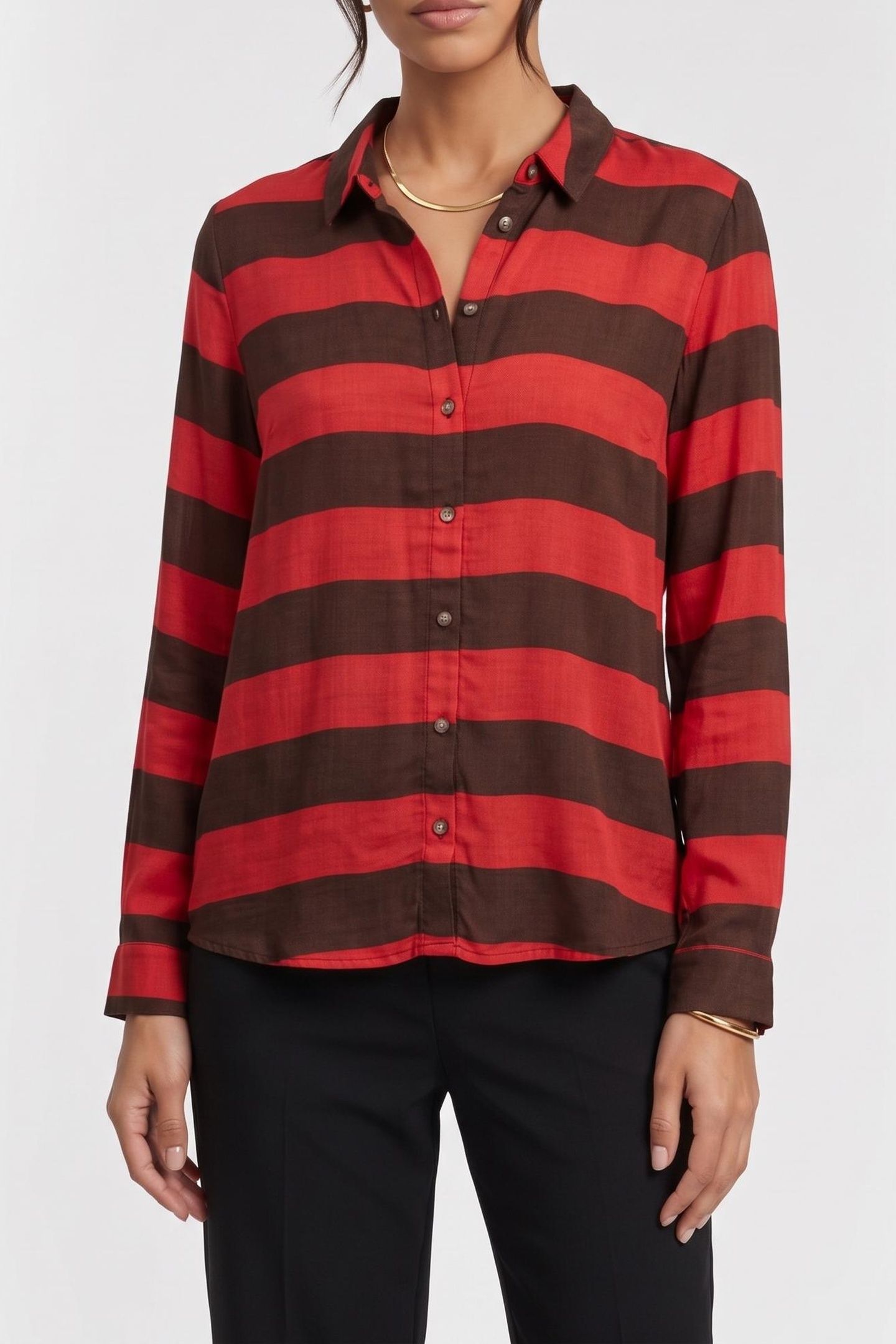 CATHEYS VALLEY SHIRT MARINIERE MARRON ROUGE 1