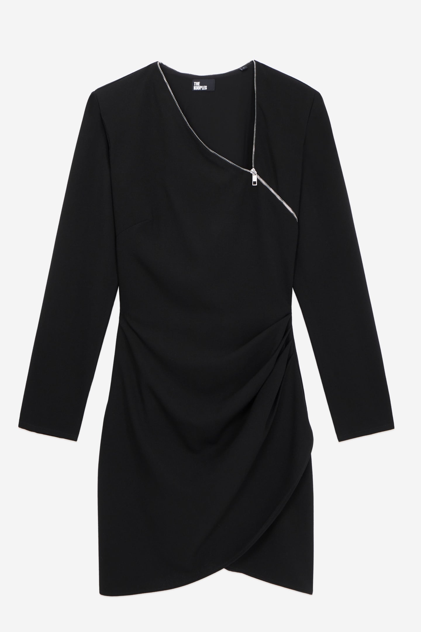 SHORT WRAP DRESS WITH LONG SLEEVES AND A FANCY ZIPPER BLACK 4