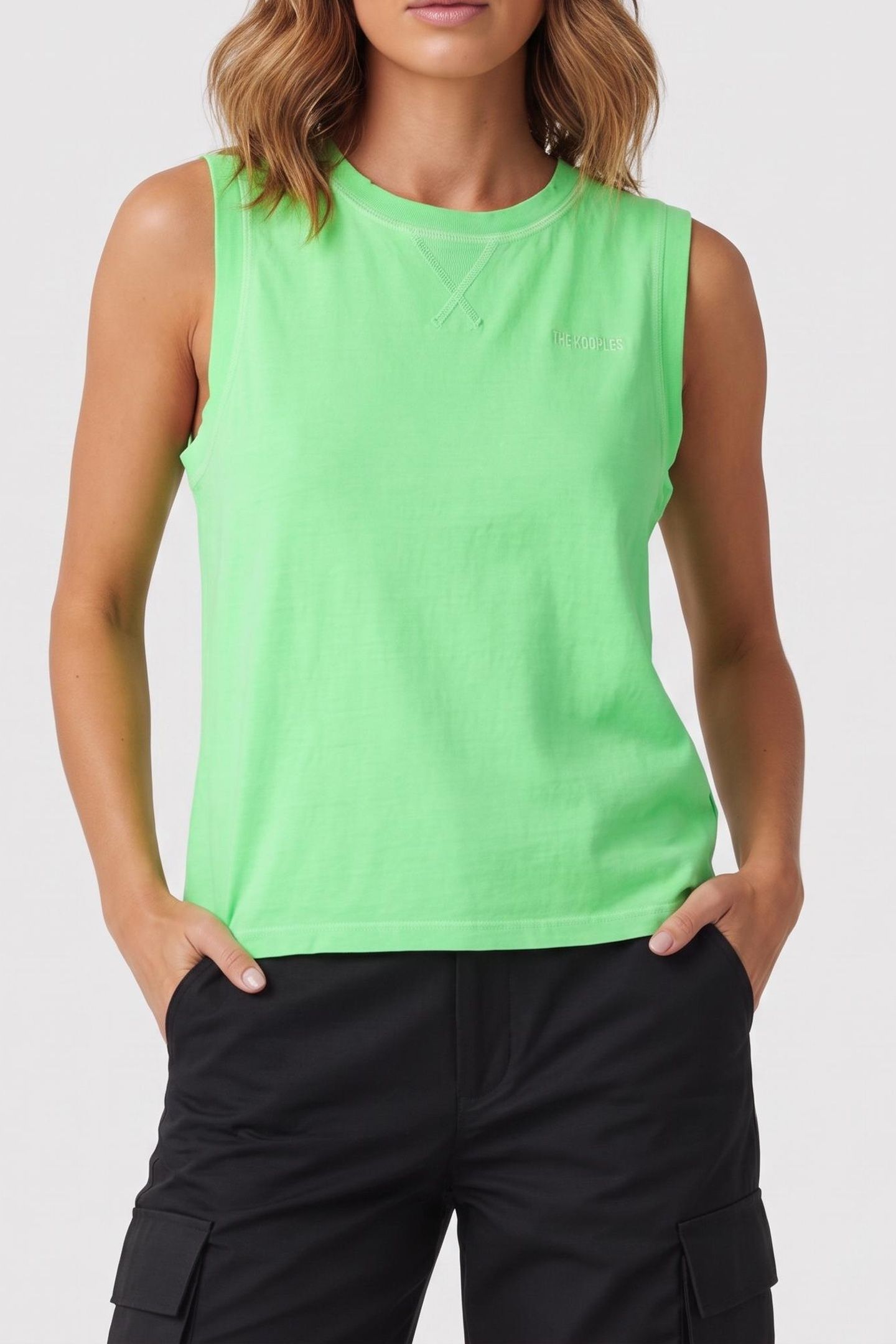 VINTAGE NEON SLEEVE-LESS T-SHIRT VERT FLUO 1
