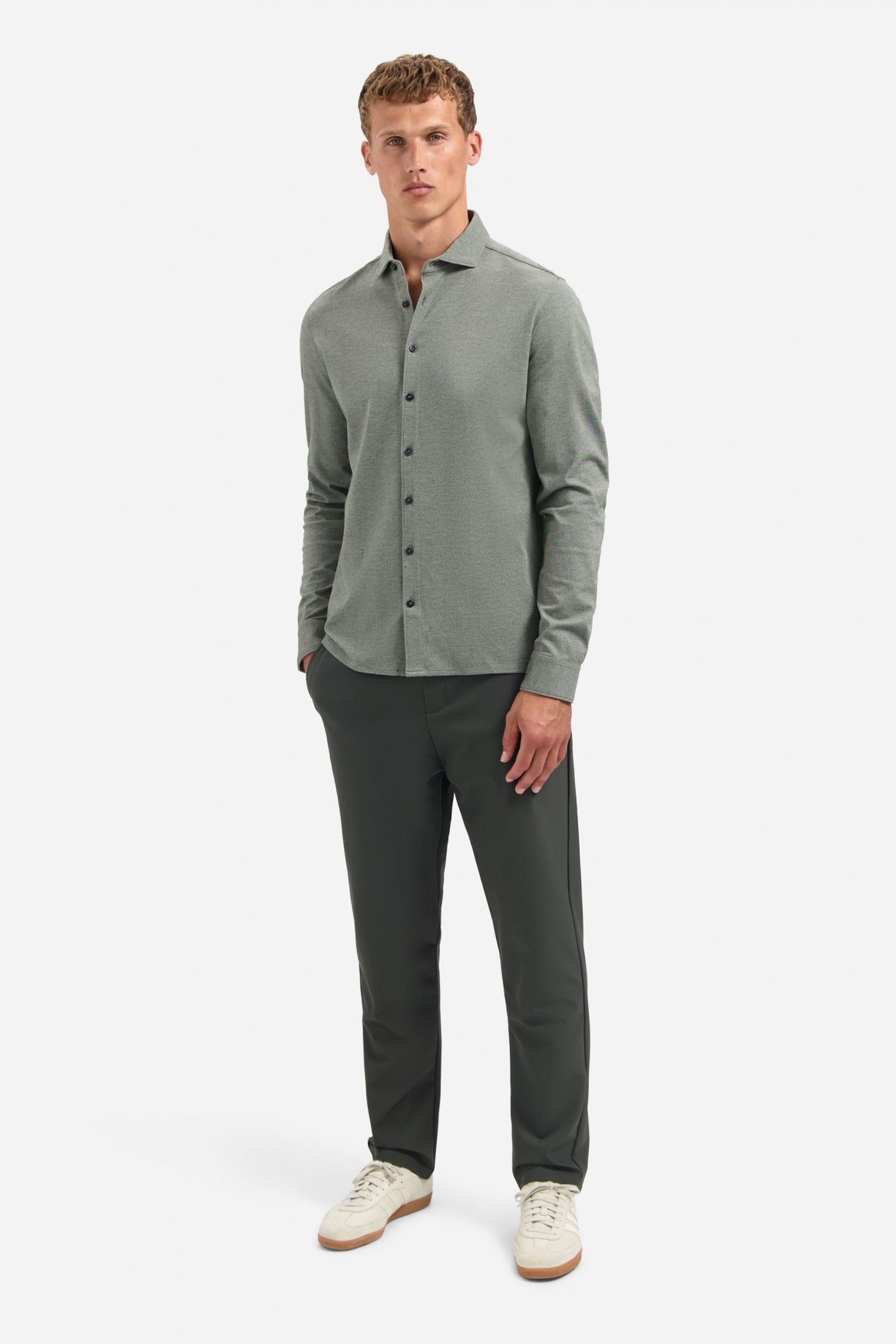 SHIRT JERSEY MELANGE STRETCH DARK GREEN 1