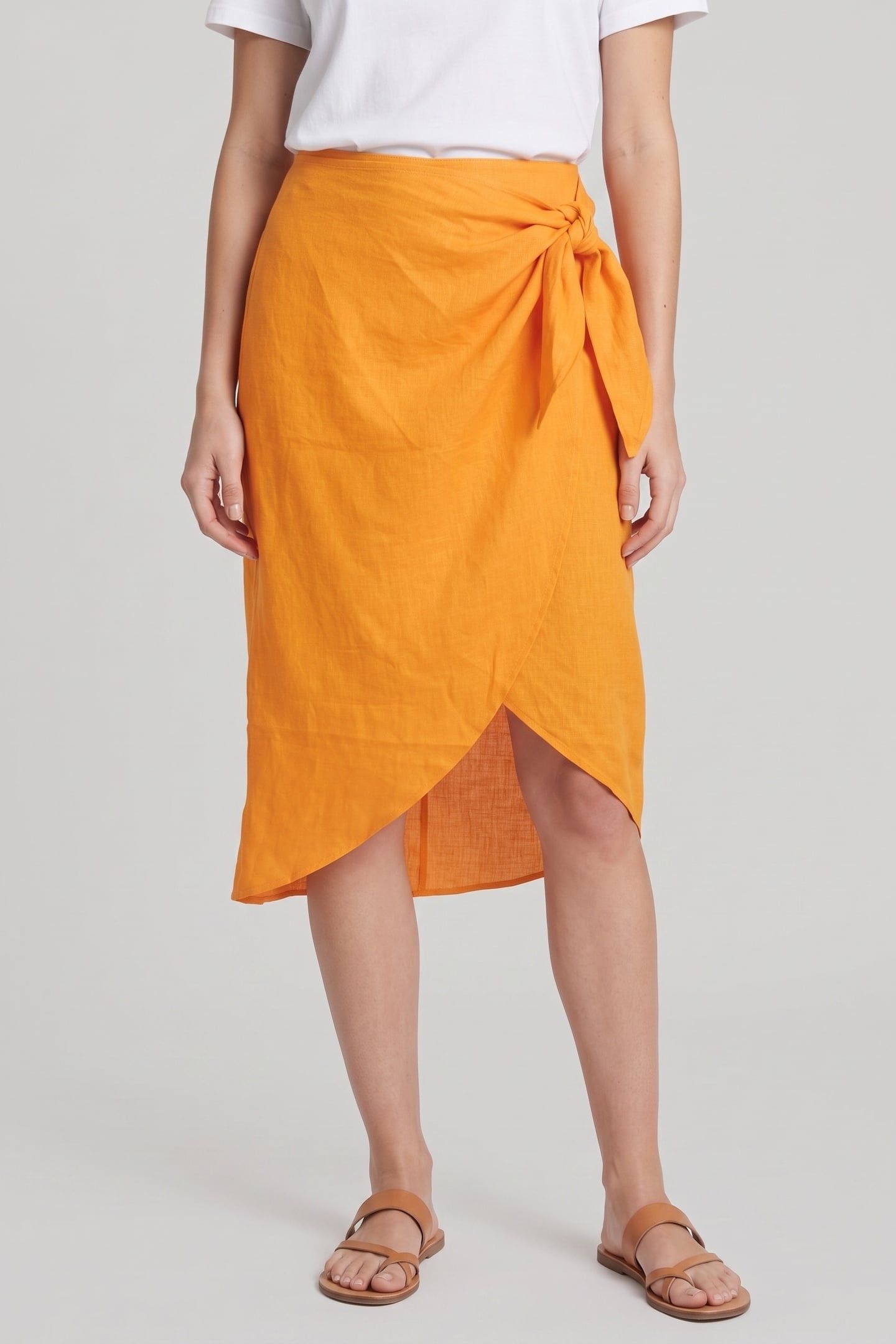 LIMA WRAP LINEN SKIRT ORANGE 1