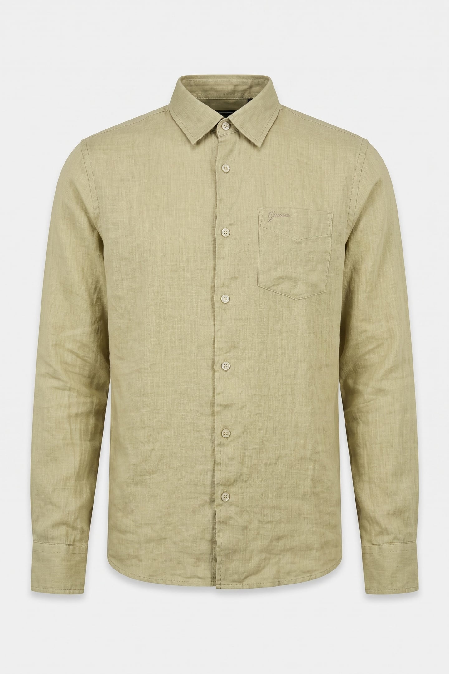 GUESS ECO LS NAPA LINEN SHIRT VETIVER LEAF MULTI 3