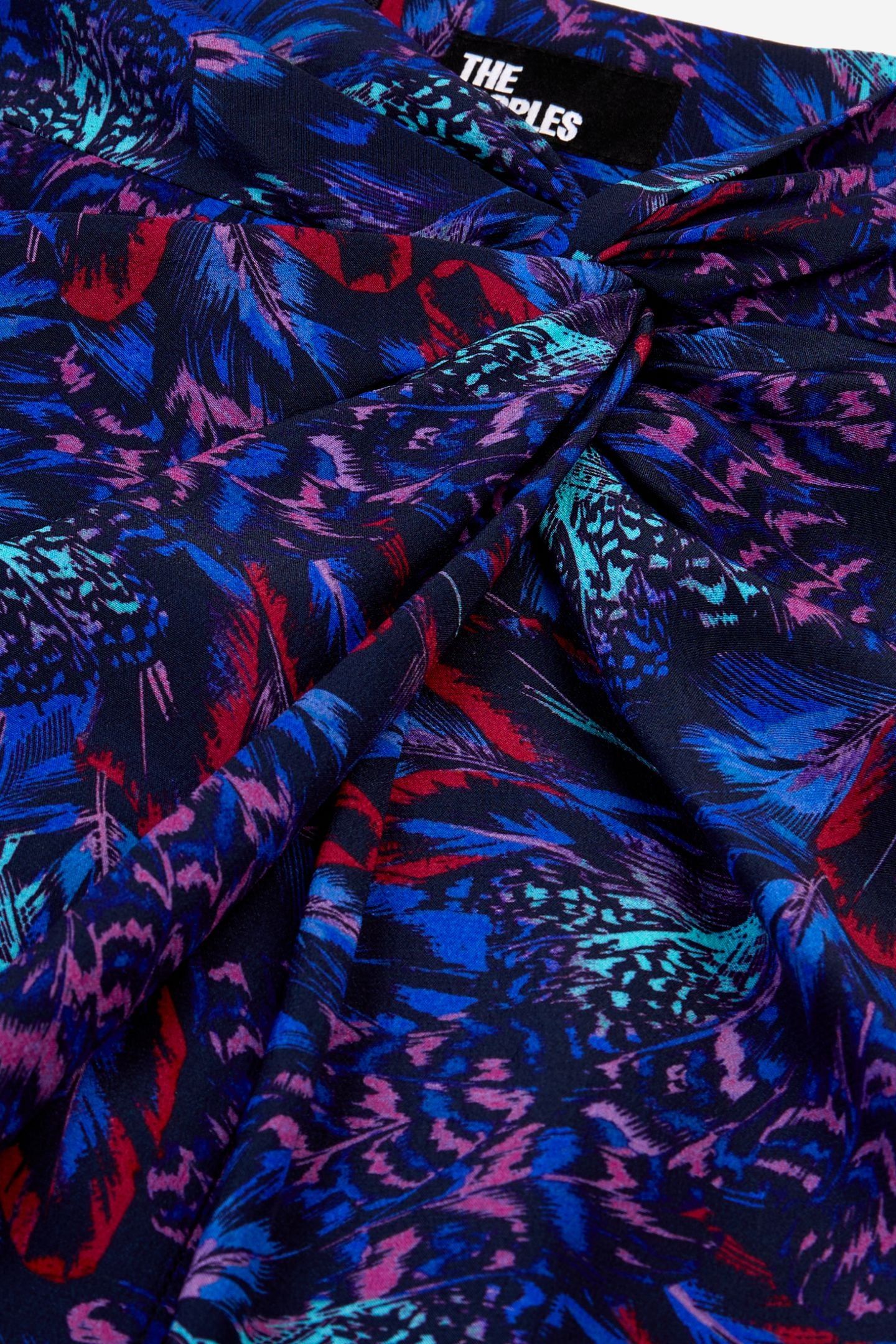 TIED MIDI SKIRT BLUE RED 6