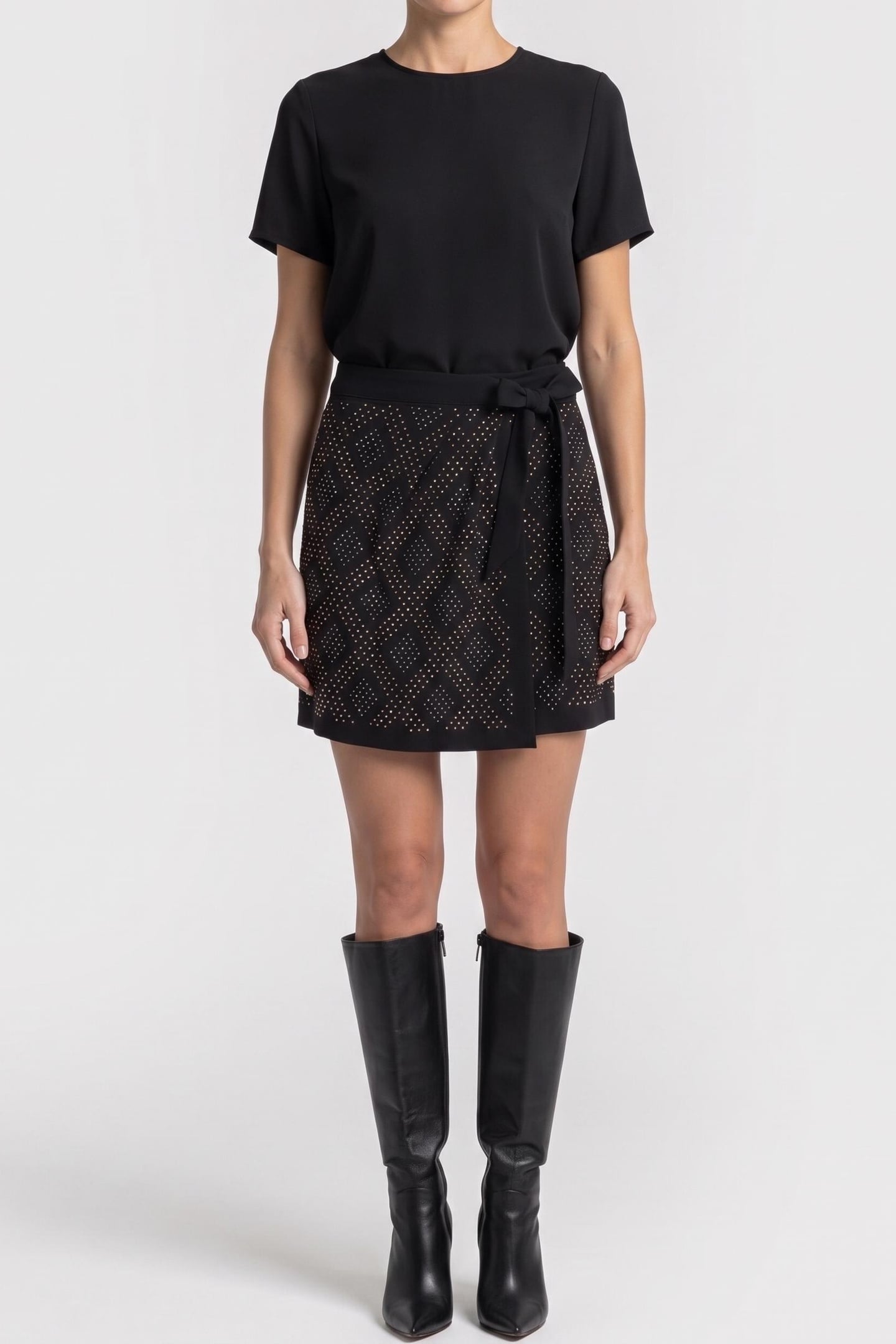 SHORT TIED SKIRT BLACK 1