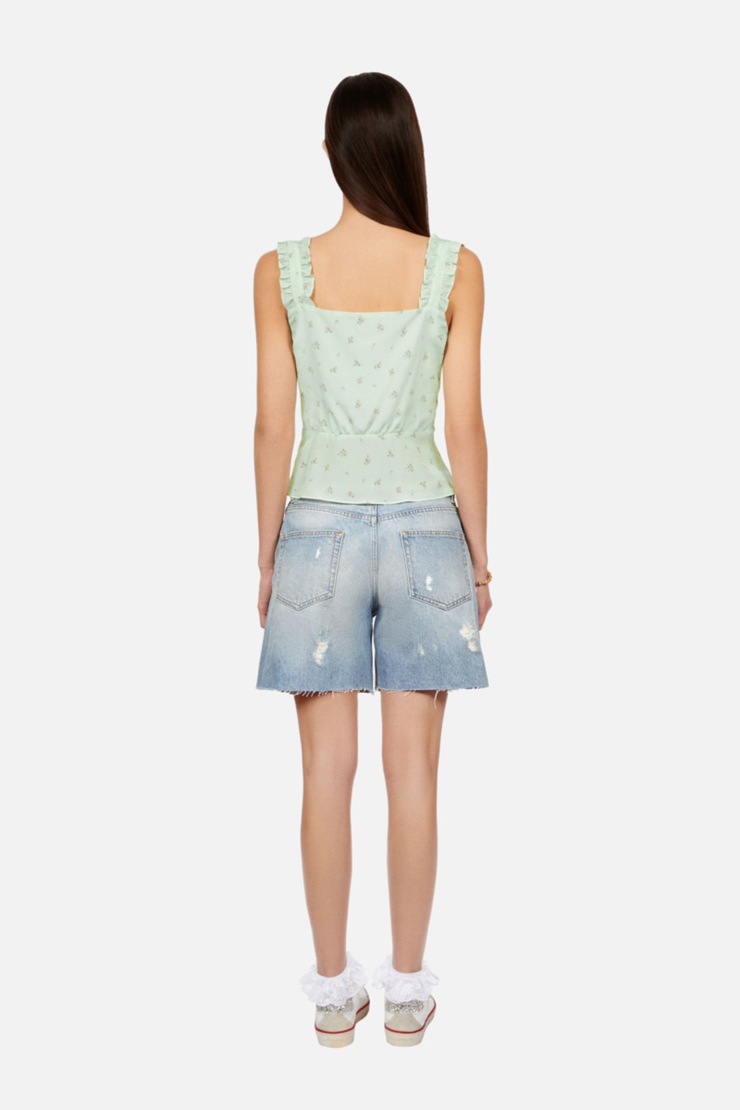 TOP WITH STRAPS AND RUFFLES GREEN 4