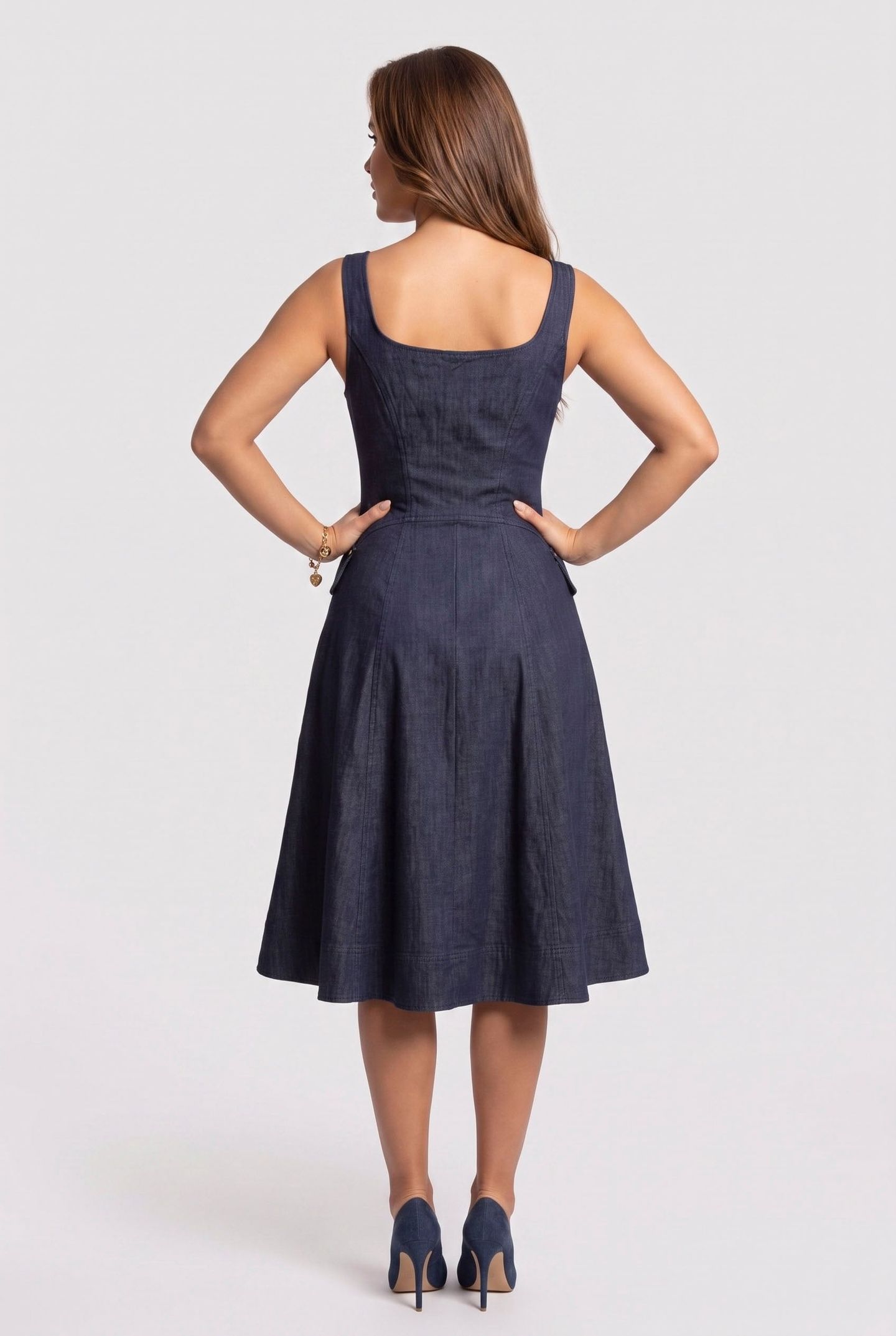 ZIPPED MAXI DRESS DARK WASH 2