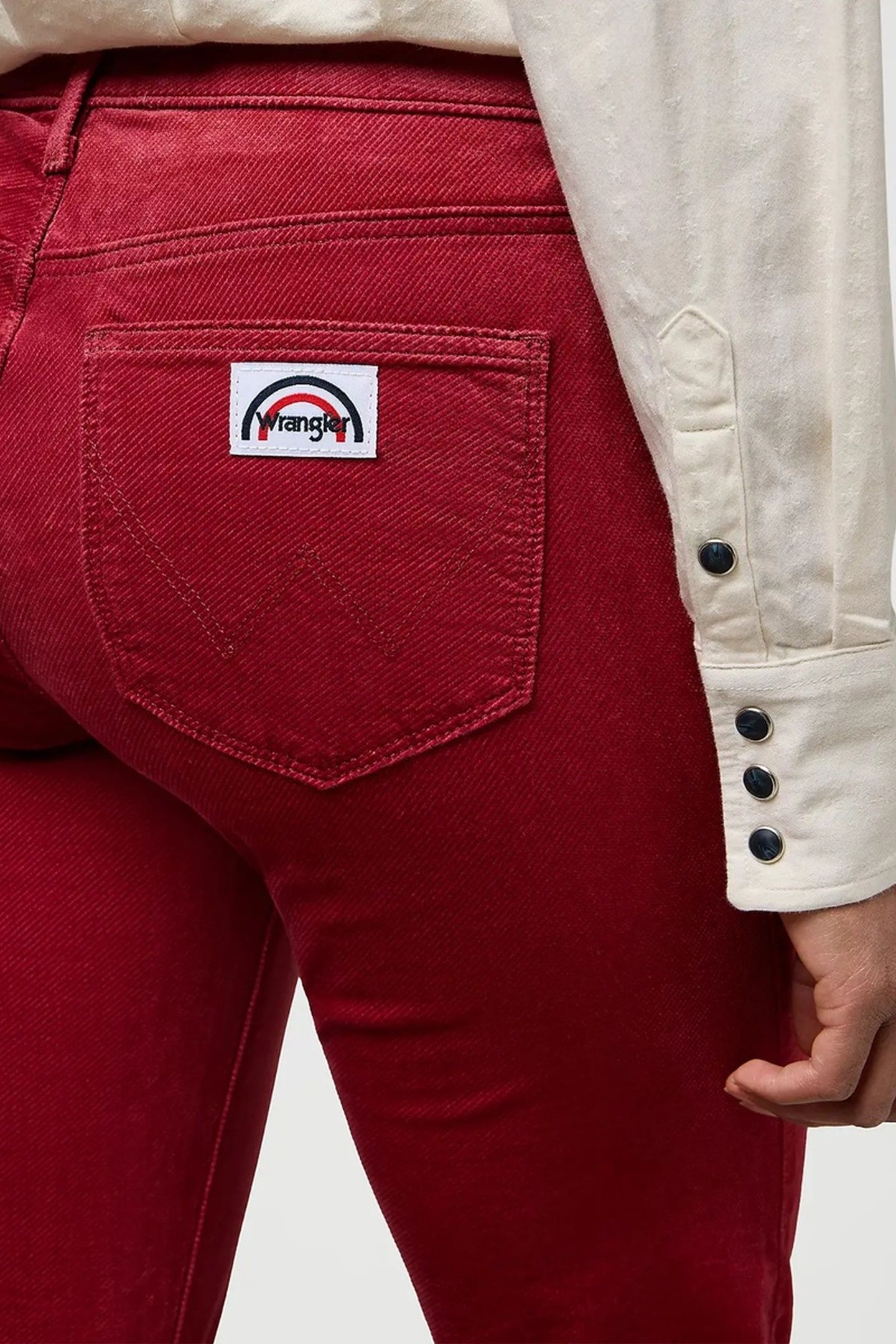FLARE EARTH RED JEANS 3
