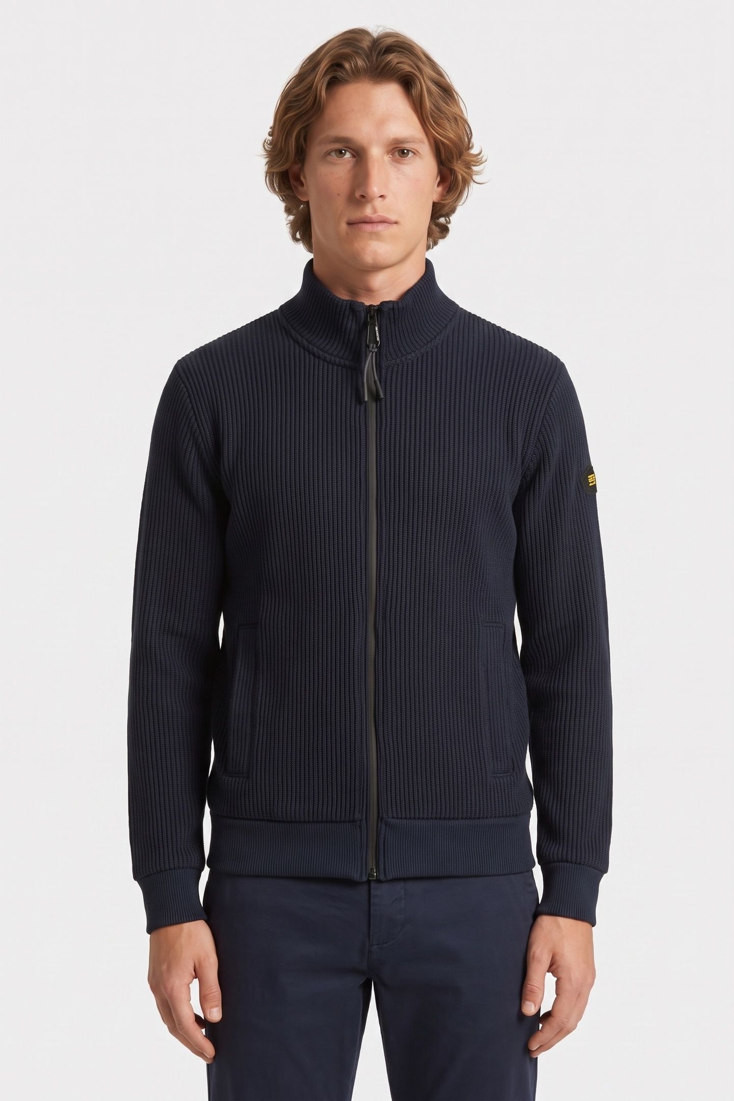 SWEATER FULL ZIP STAND UP COLLAR BONDED KNIT NIGHT 1