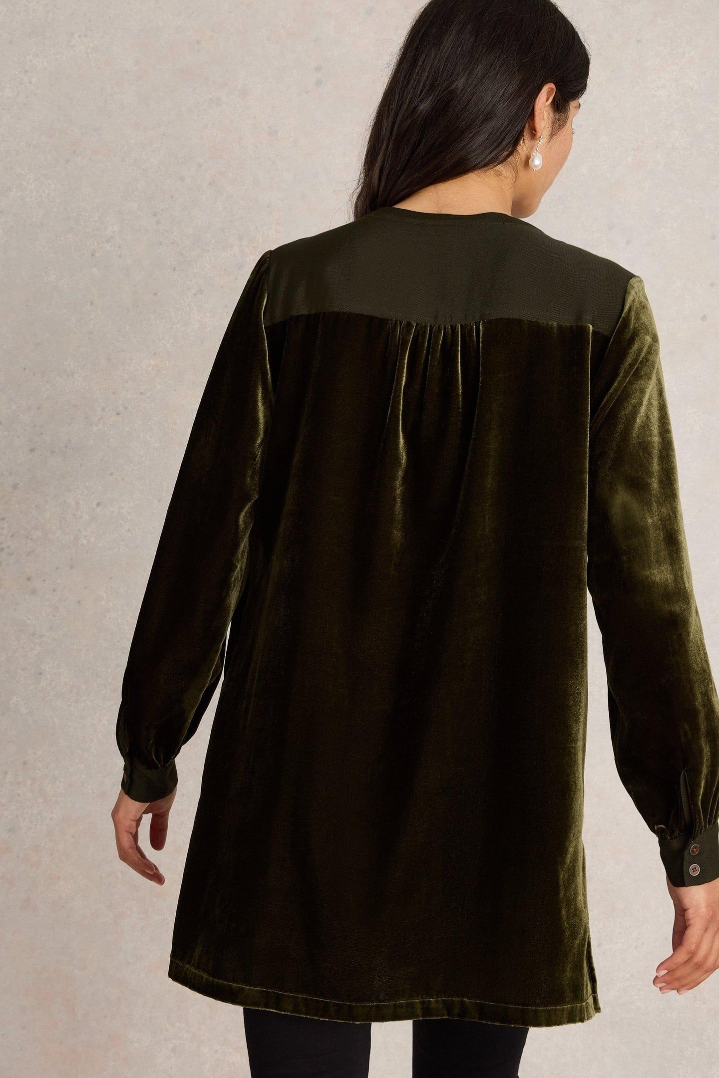 OLIVE VELVET TUNIC KHAKI GREEN 3