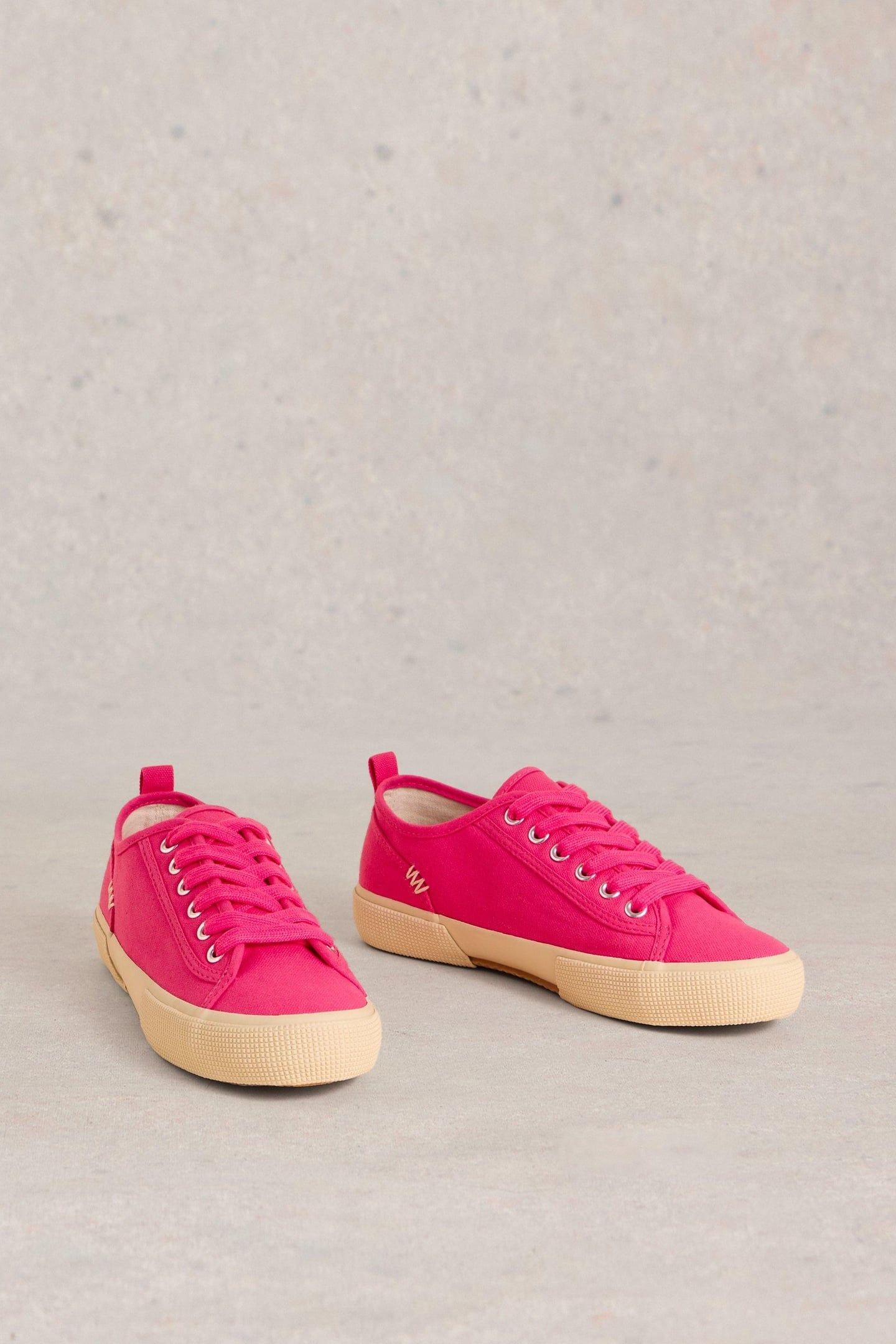 PIPPA CANVAS LACE UP TRAINER BRIGHT PINK 2
