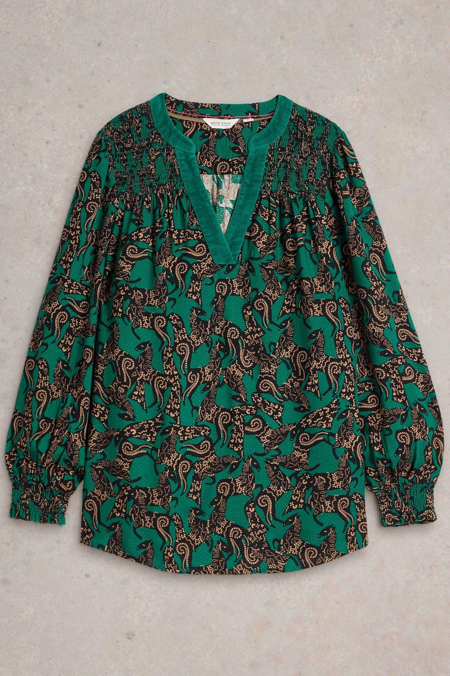 BAY PRINT LONGLINE TOP TEAL PRINT 4