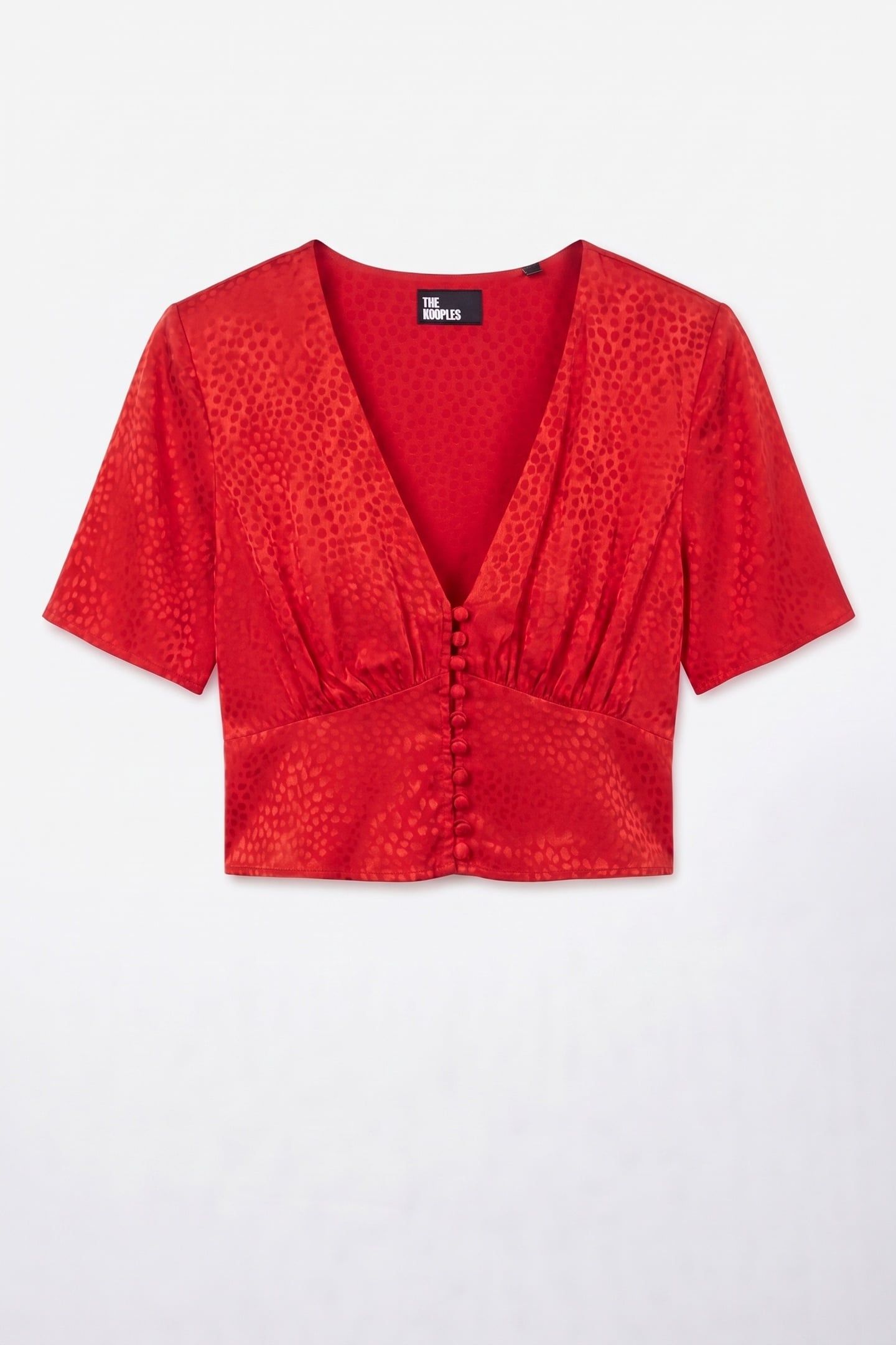 SHORT-SLEEVED TOP WITH BUTTON FRONT ORIENTAL RED 3