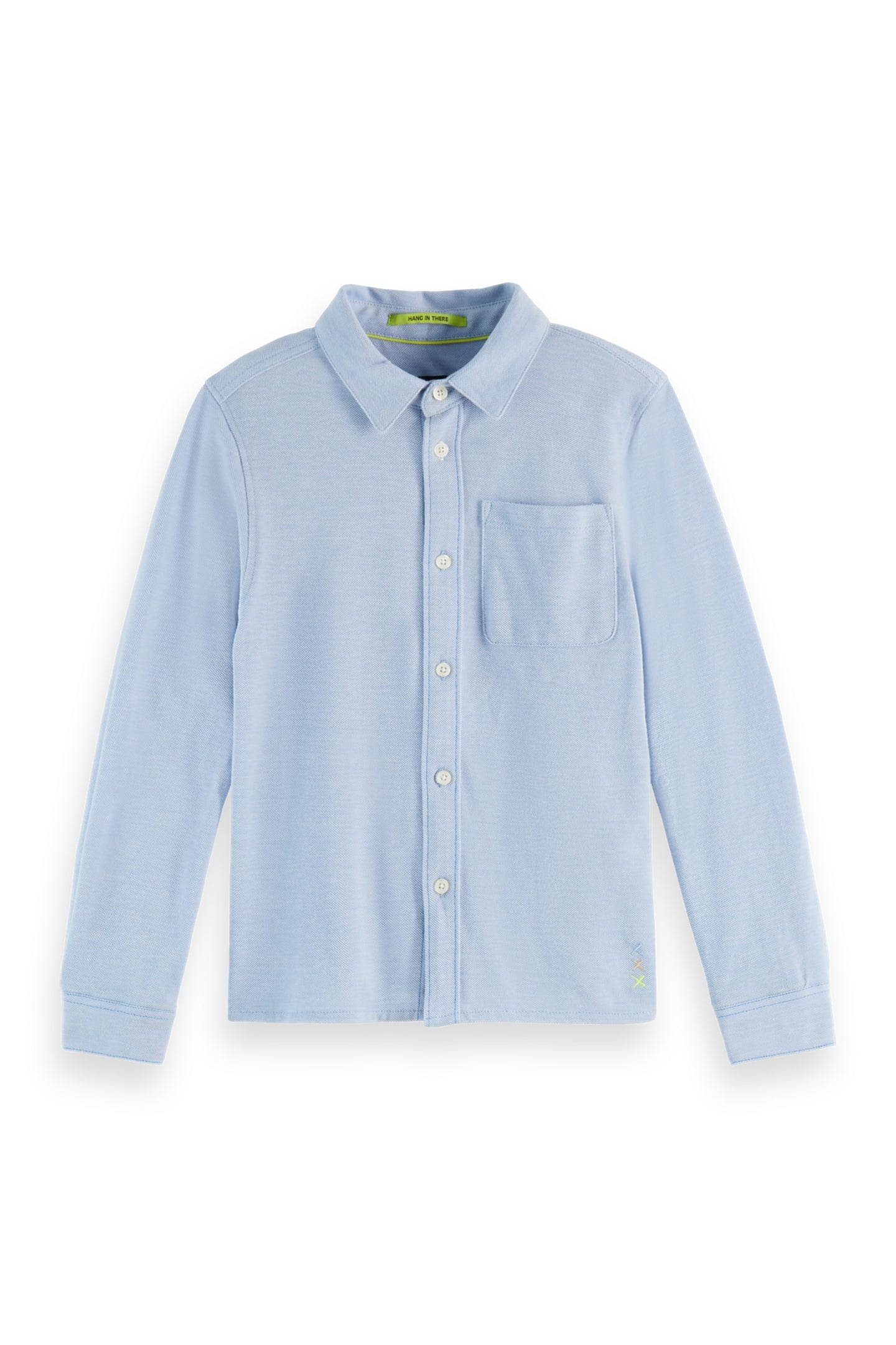 BOYS REGULAR-FIT TWO-TONE PIQUE LONG-SLEEVE SHIRT CERULEAN/ 1