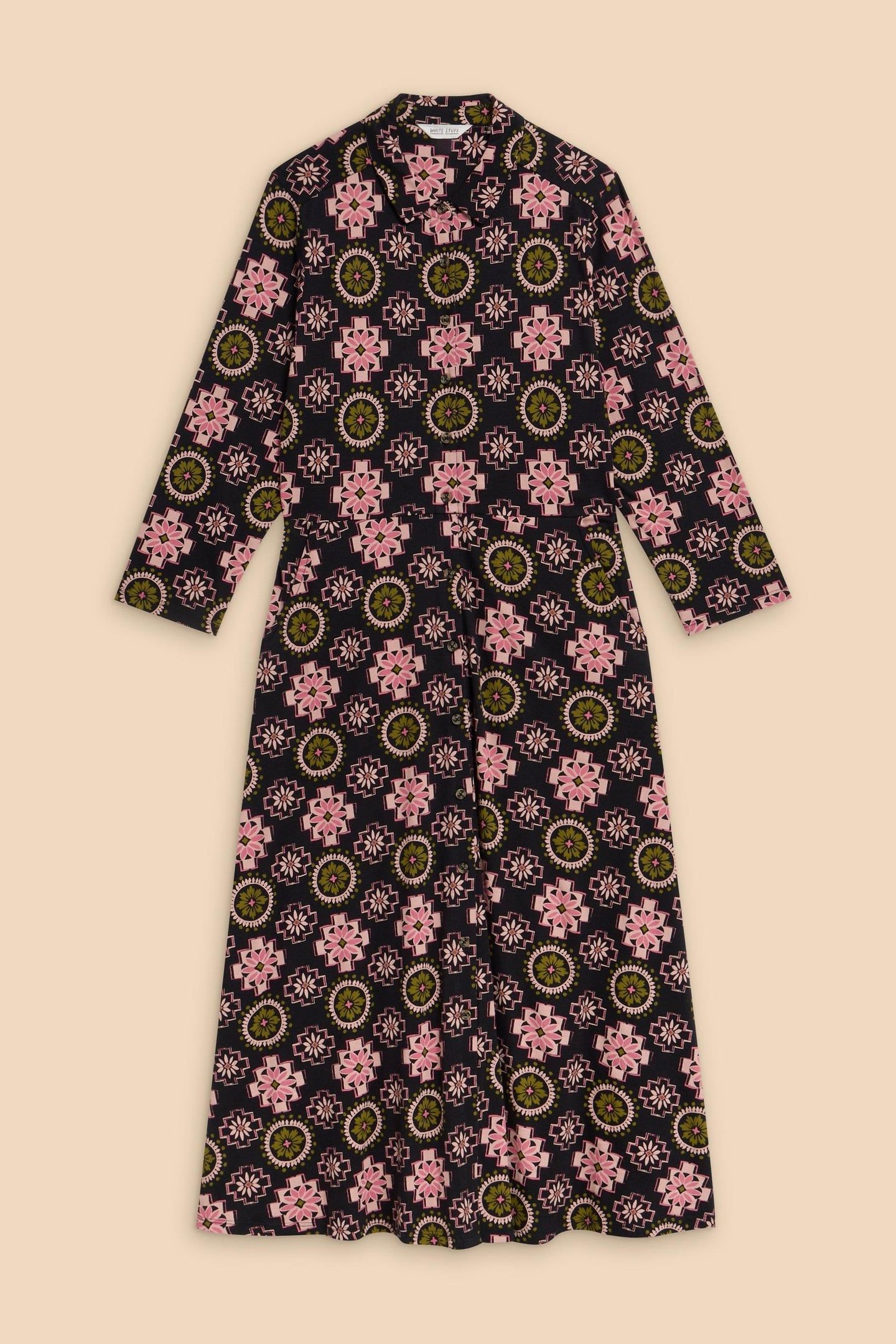 ADA JERSEY SHIRT DRESS BLACK MULTI 4