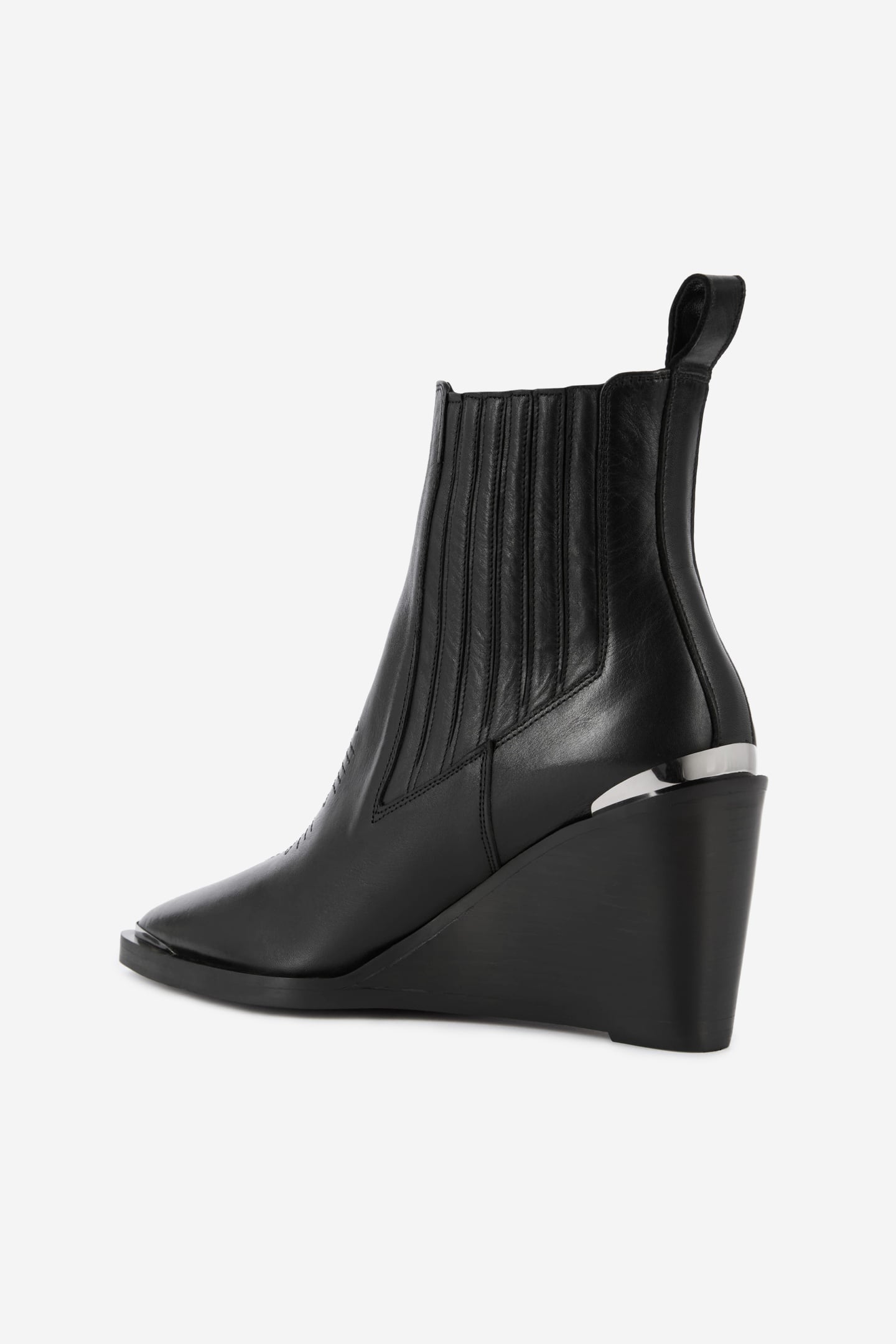 LEATHER ANKLE BOOTS WITH TOPSTITCHING BLACK 2