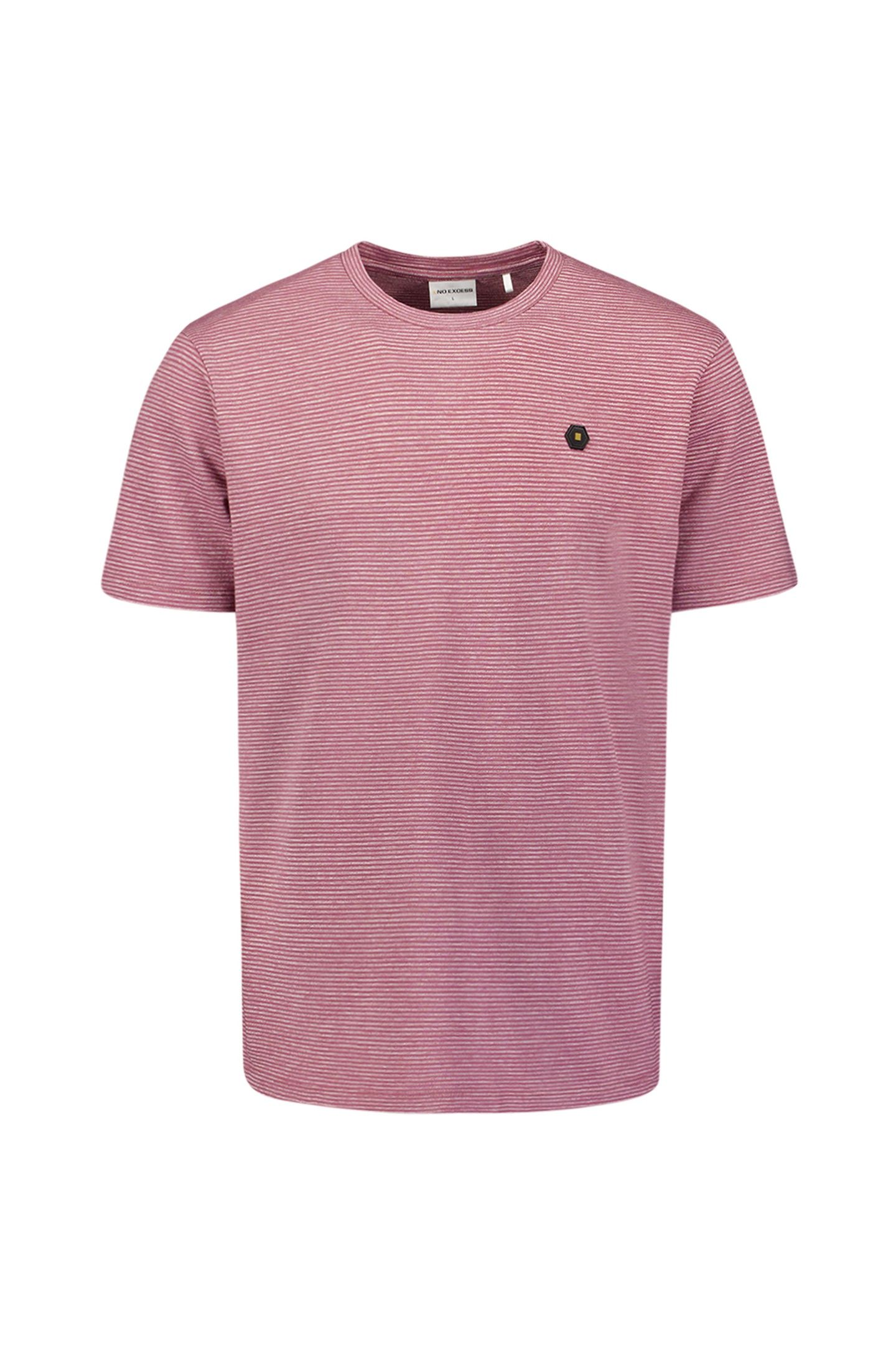 T-SHIRT CREWNECK MELANGE JACQUARD STRIPES DARK WINE 1