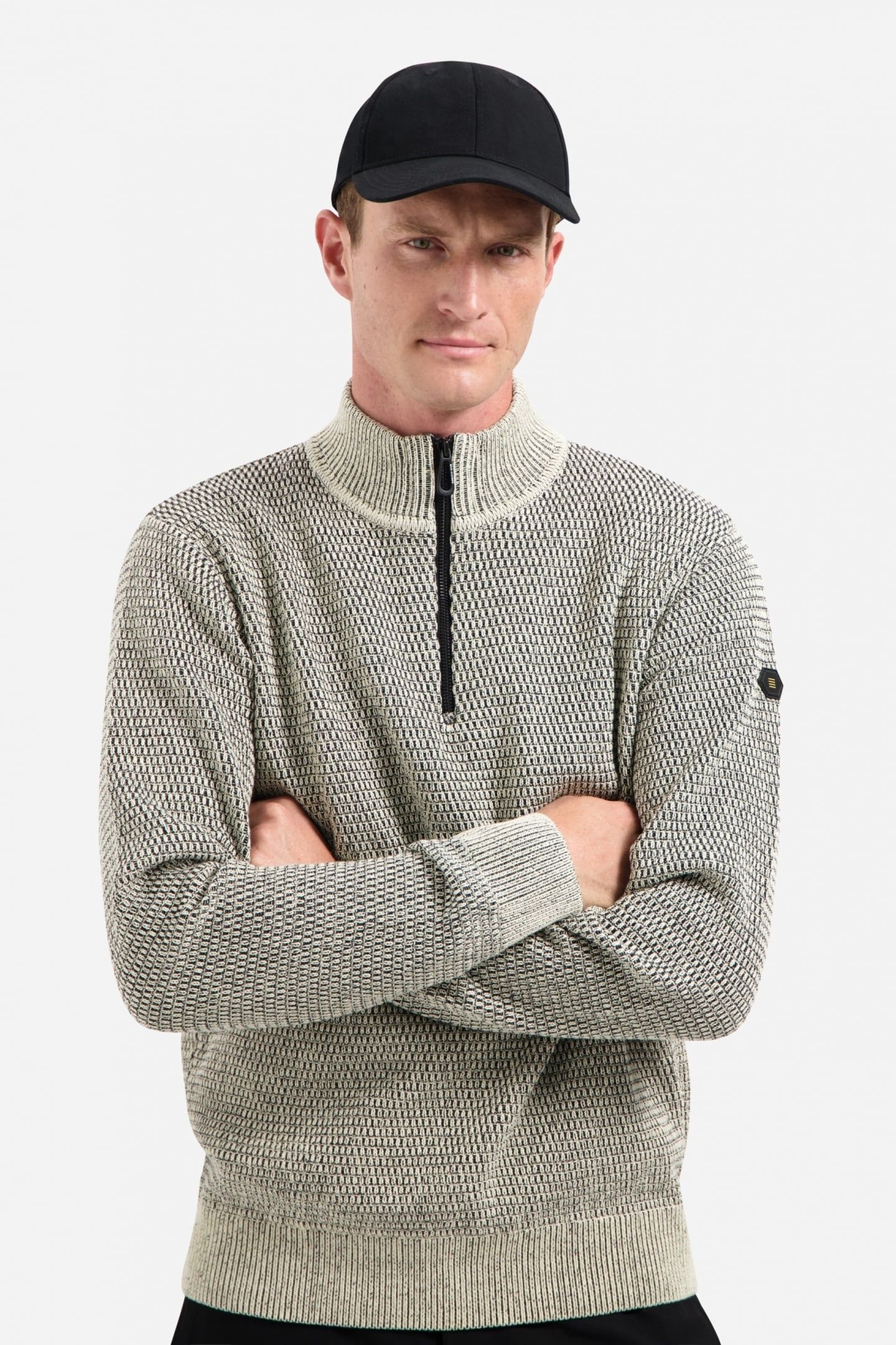 PULLOVER HALF ZIPPER 2 COLOURED MELANGE STONE 2