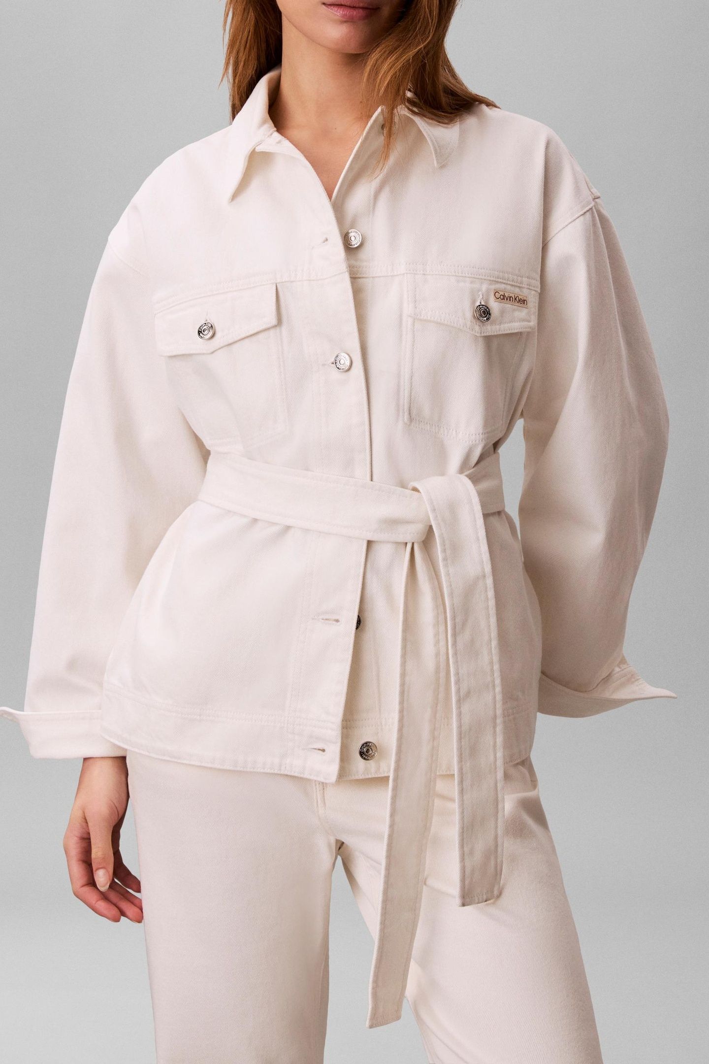 WASHED COTTON CINCHED JACKET CHALK WHITE 1