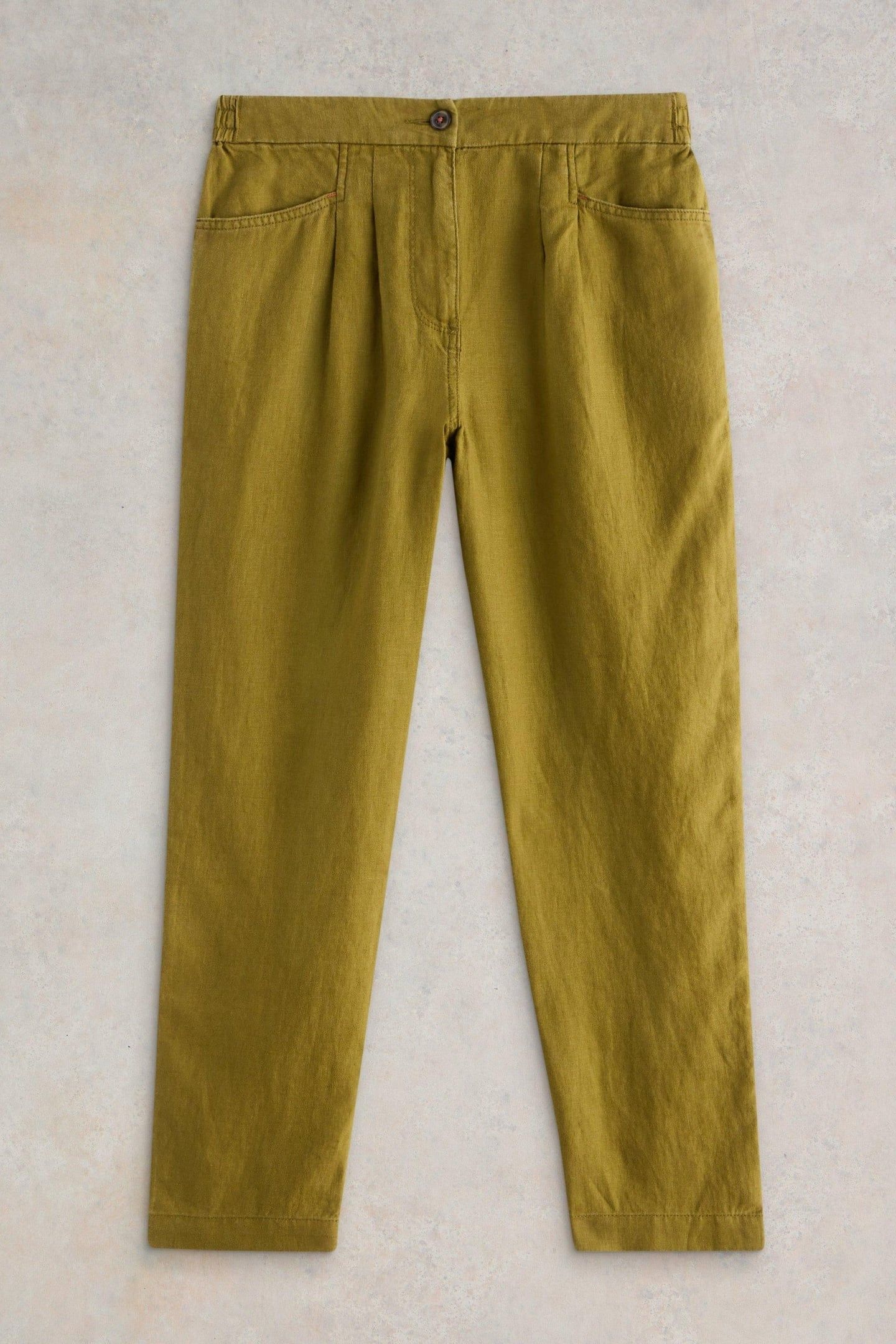 ROWENA LINEN TROUSER KHAKI GREEN 3