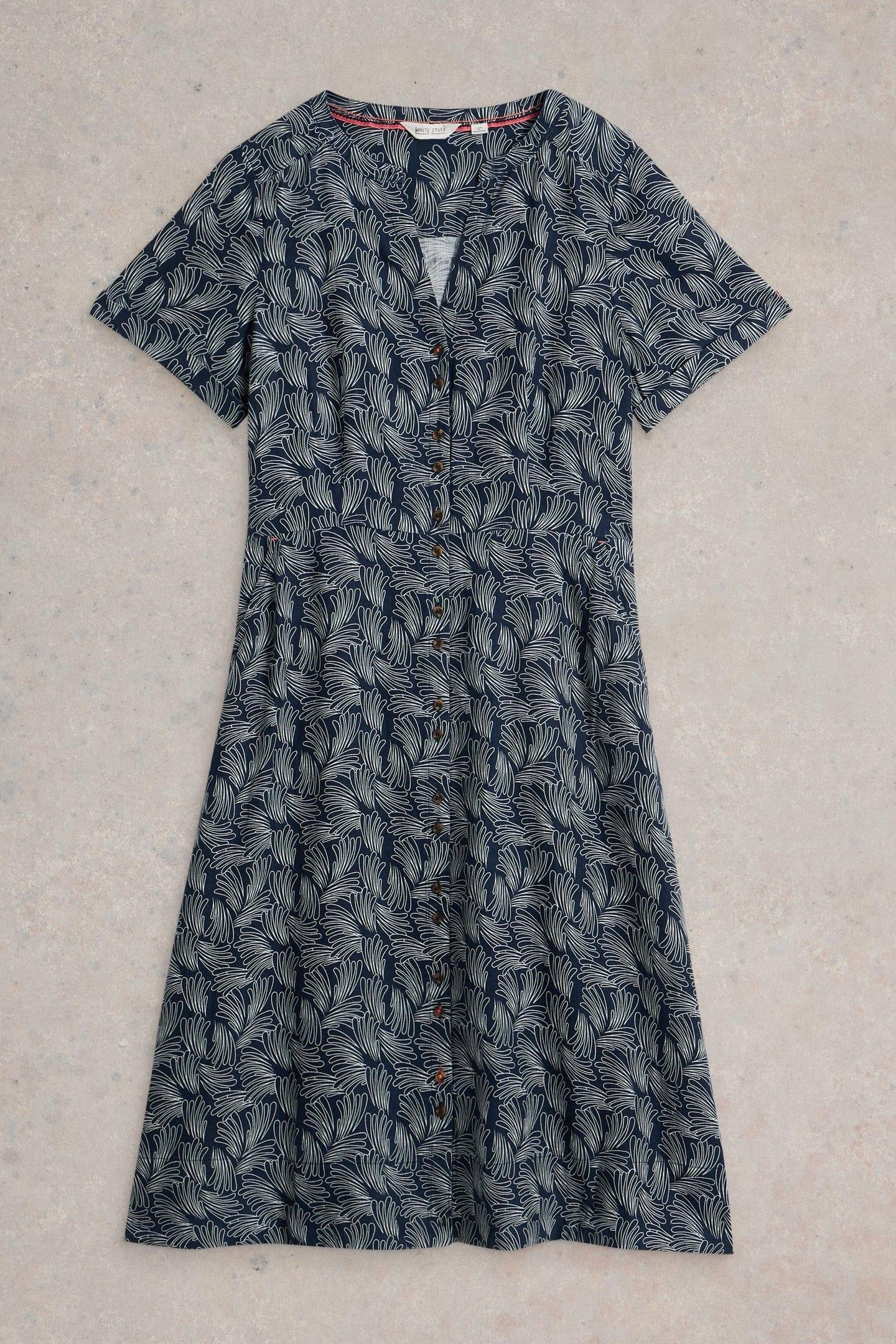 IRIS LINEN DRESS NAVY PRINT 4