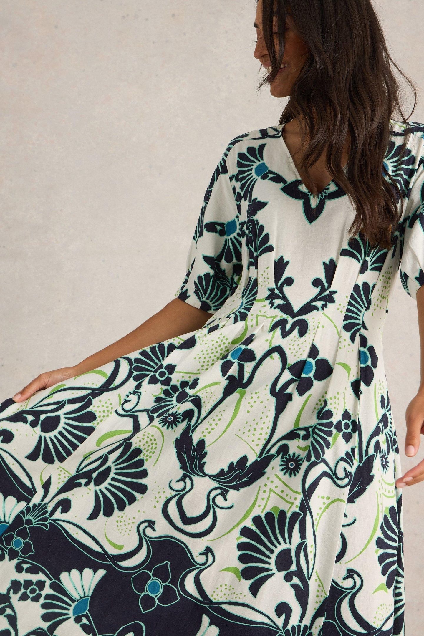 KATE LINEN BLEND DRESS IVORY PRINT 7