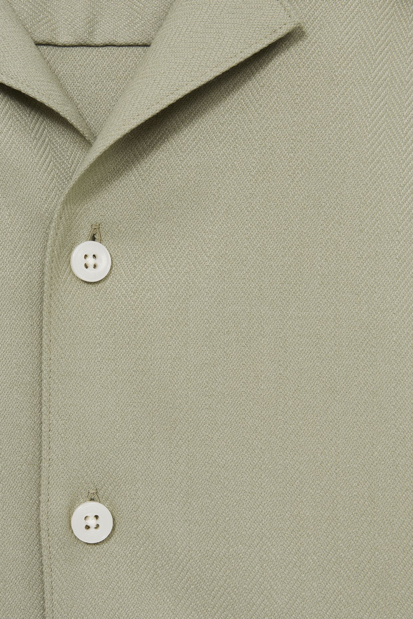 SS HERRINGBONE CUBAN SHIRT SAGE GREEN 5