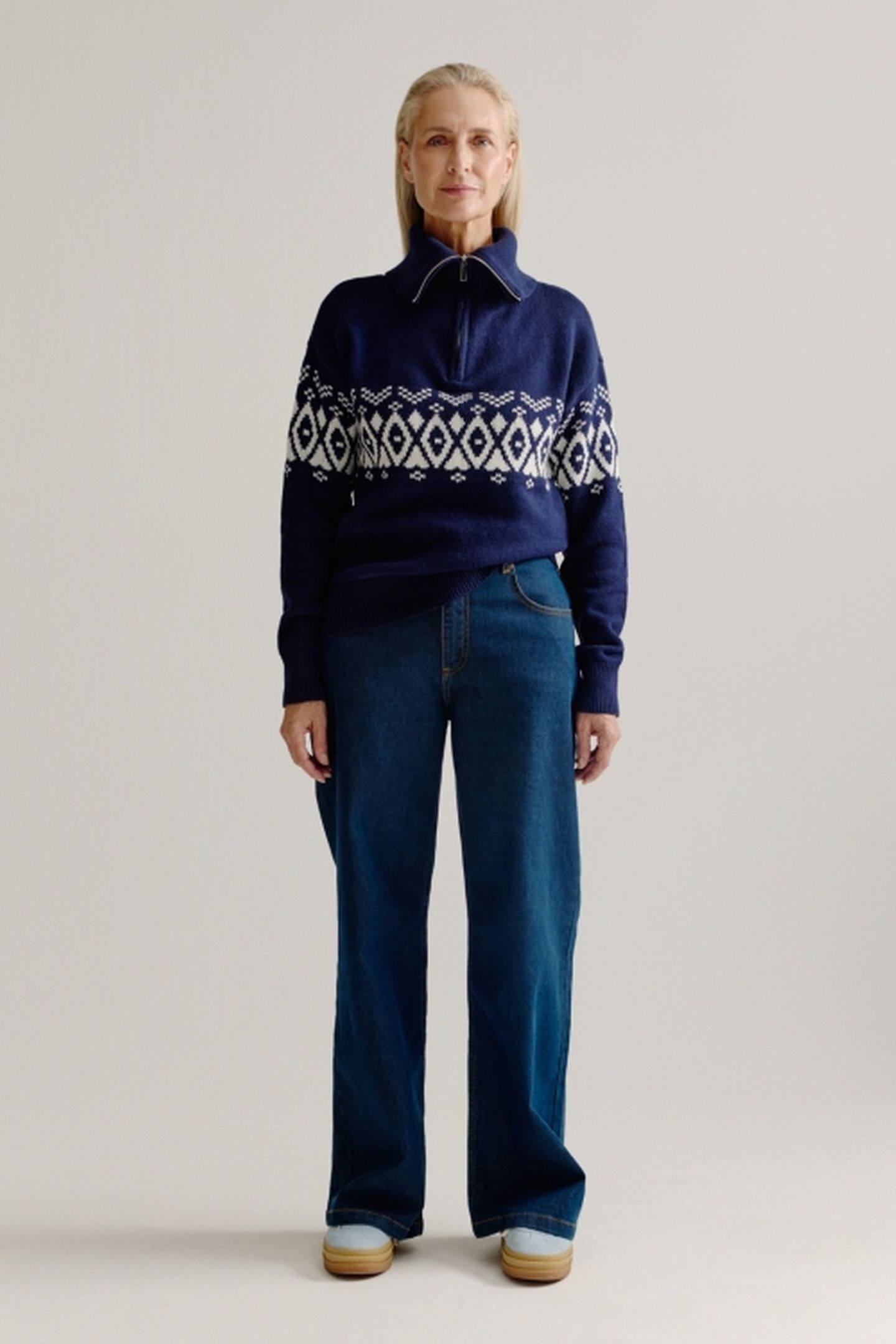 LYDIA SWEATER NAVY PRINT 1