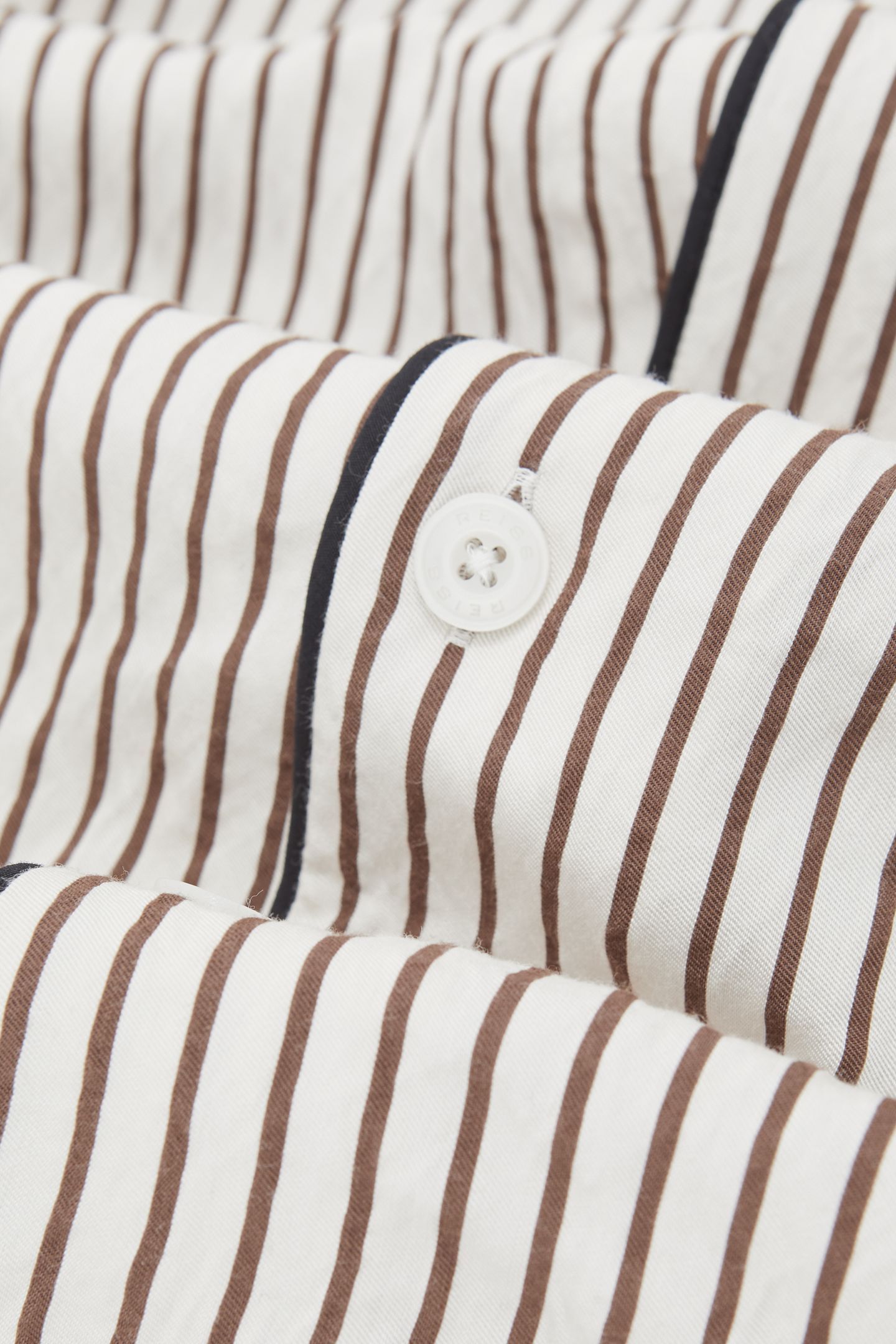 LS PINSTRIPE PIPED CUBAN SHIRT WHITE/BROWN 7