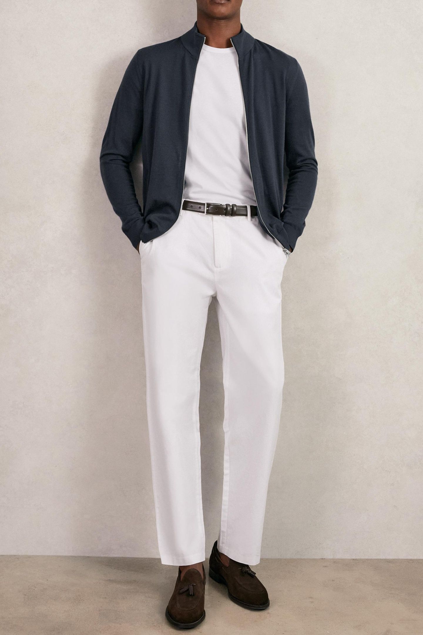 LS MERINO ZIP THROUGH FUNNEL MIDNIGHT NAVY 3