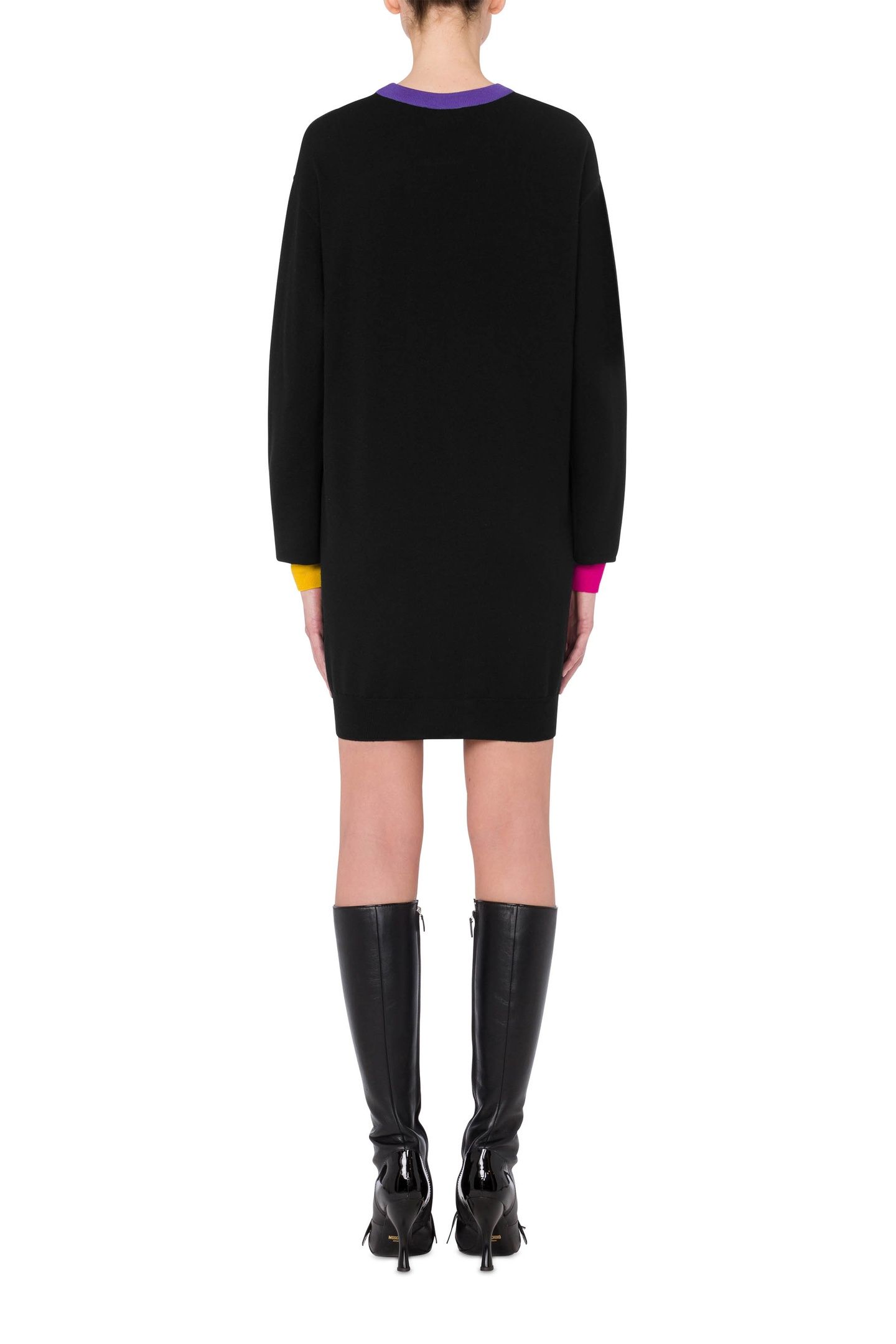 COLOR BLOCK KNIT DRESS BLACK 2