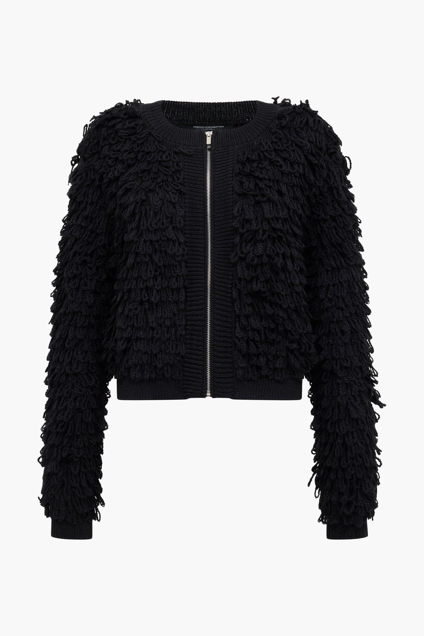 MALI LOOPED FRINGE KNIT JACKET BLACK BLACK 2