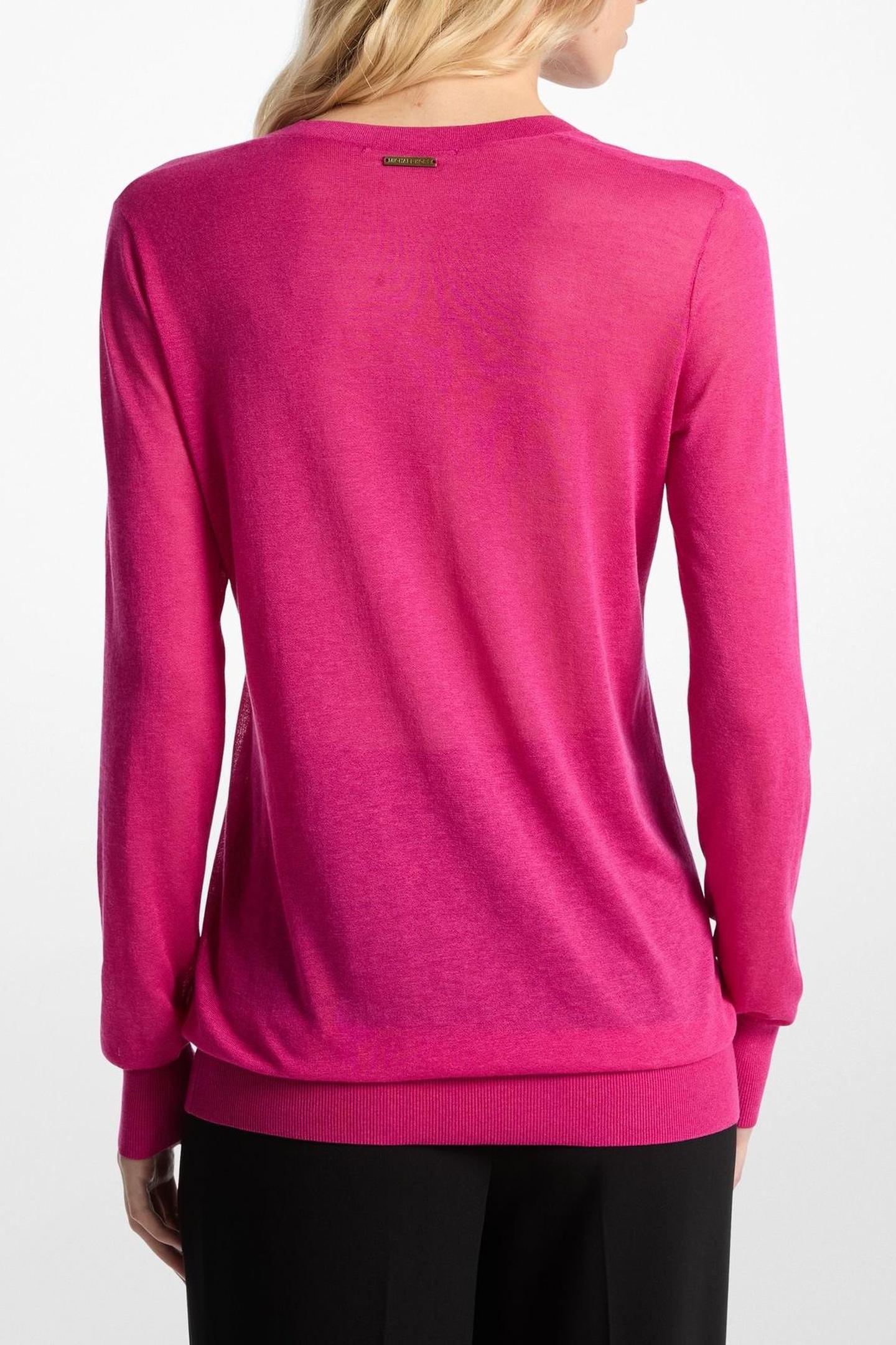 COTTON SILK V-NECK SWEATER WILD BERRY 2