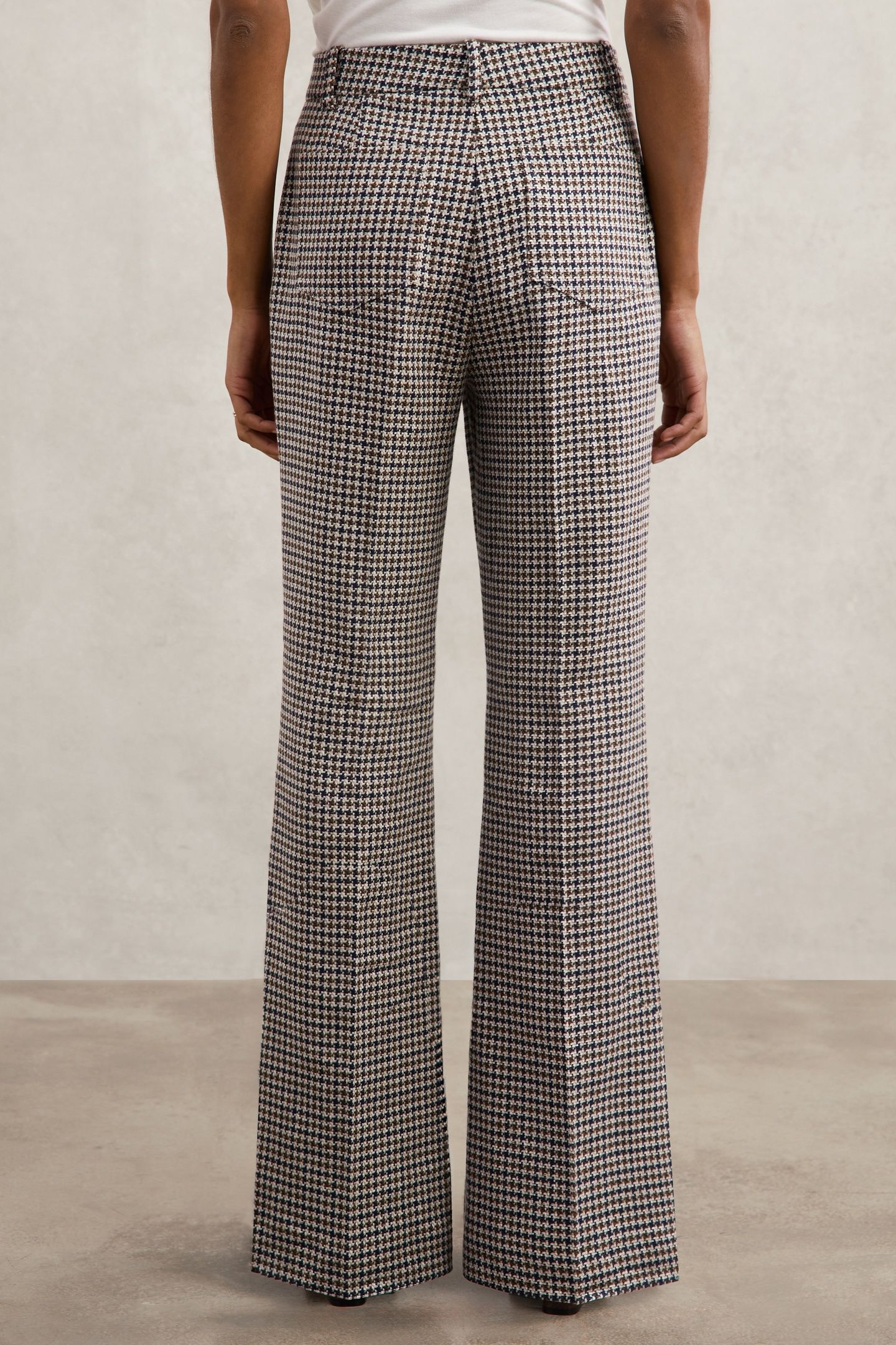 CHECK FLARE LEG TROUSER NAVY NEUTRAL CHECK 4