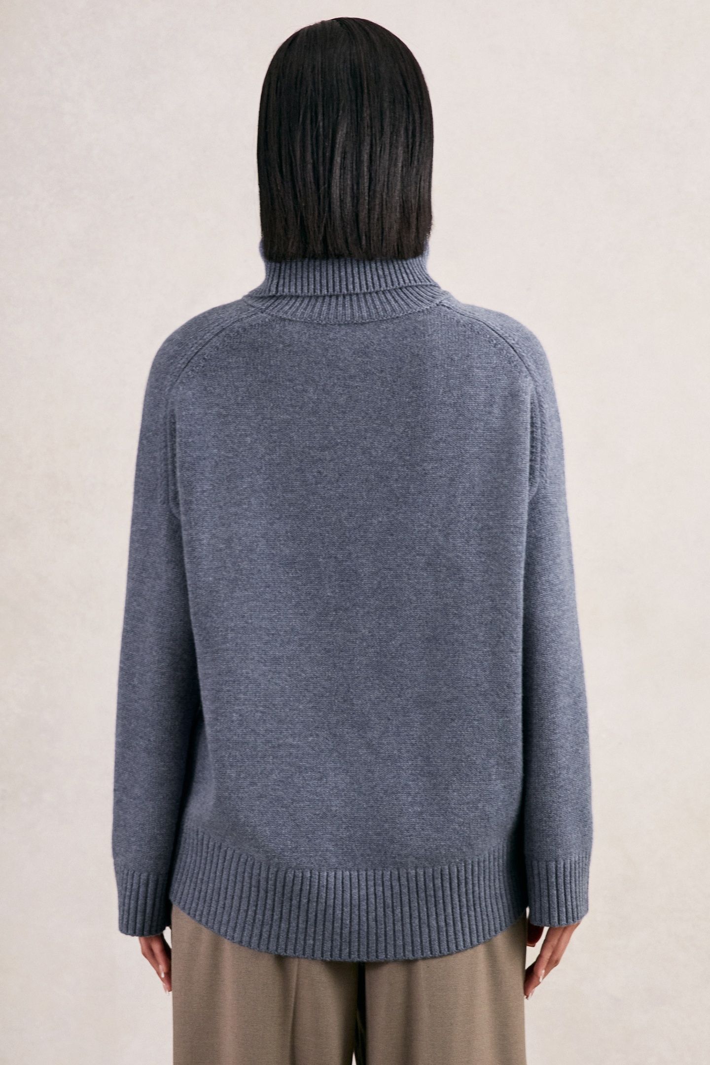CASHMERE BLEND ROLL NECK BLUE MARL 2