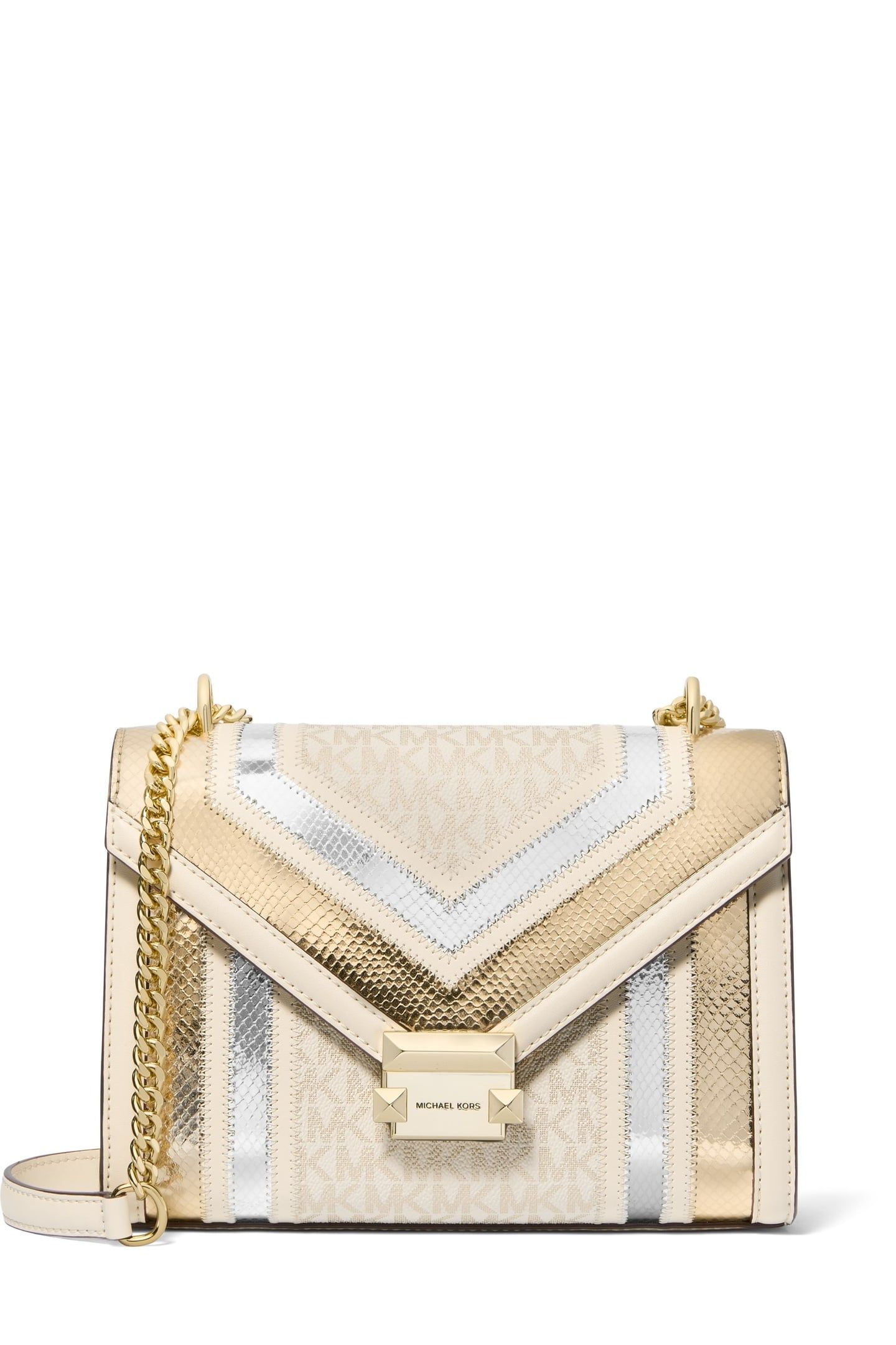 MEDIUM FLAP CHAIN SHOULDER BAG PALE GOLD MULTI 1