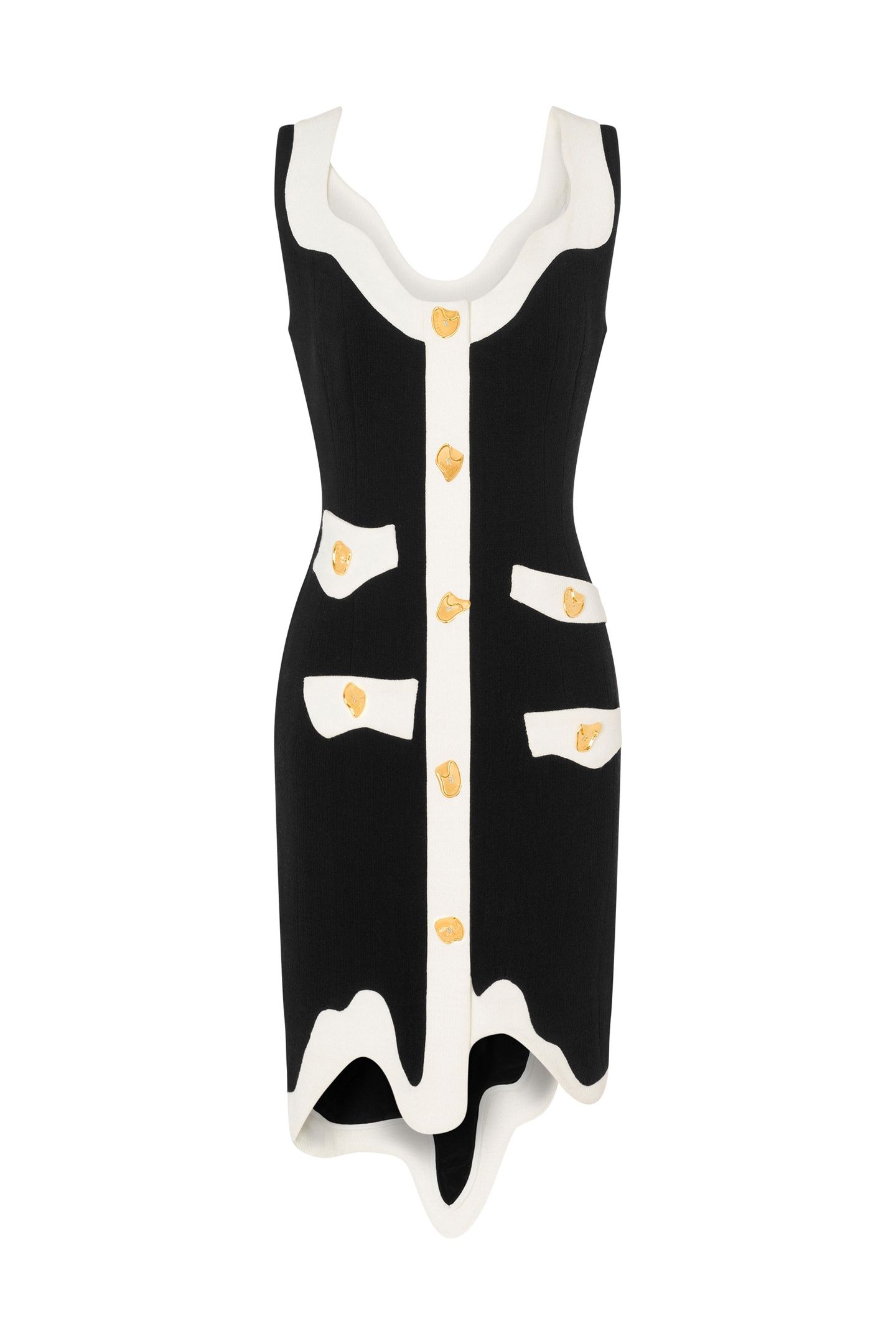 MORPHED EFFECT STRETCH CREPE DRESS BLACK 3
